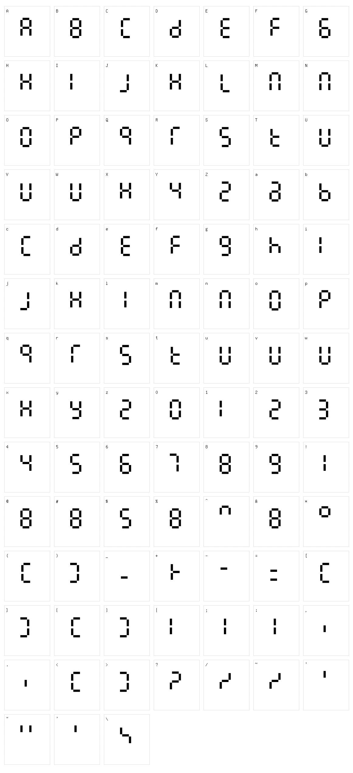 7LineDigital Character Set