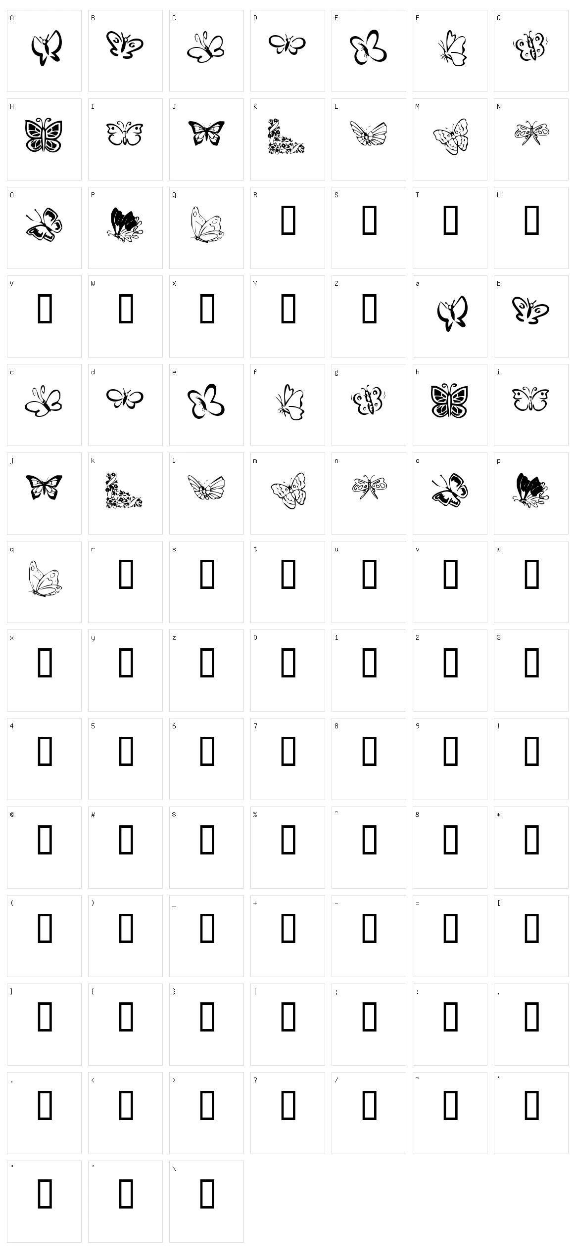 KR Butterflies Character Set