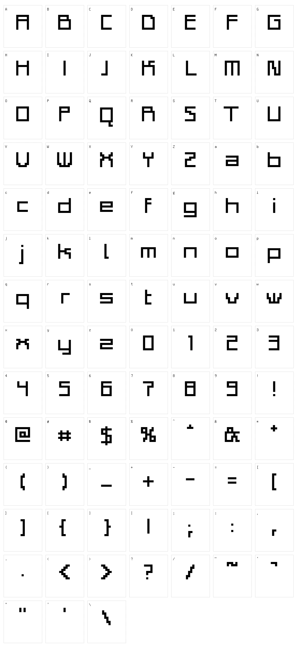Adelphi Plain Character Set