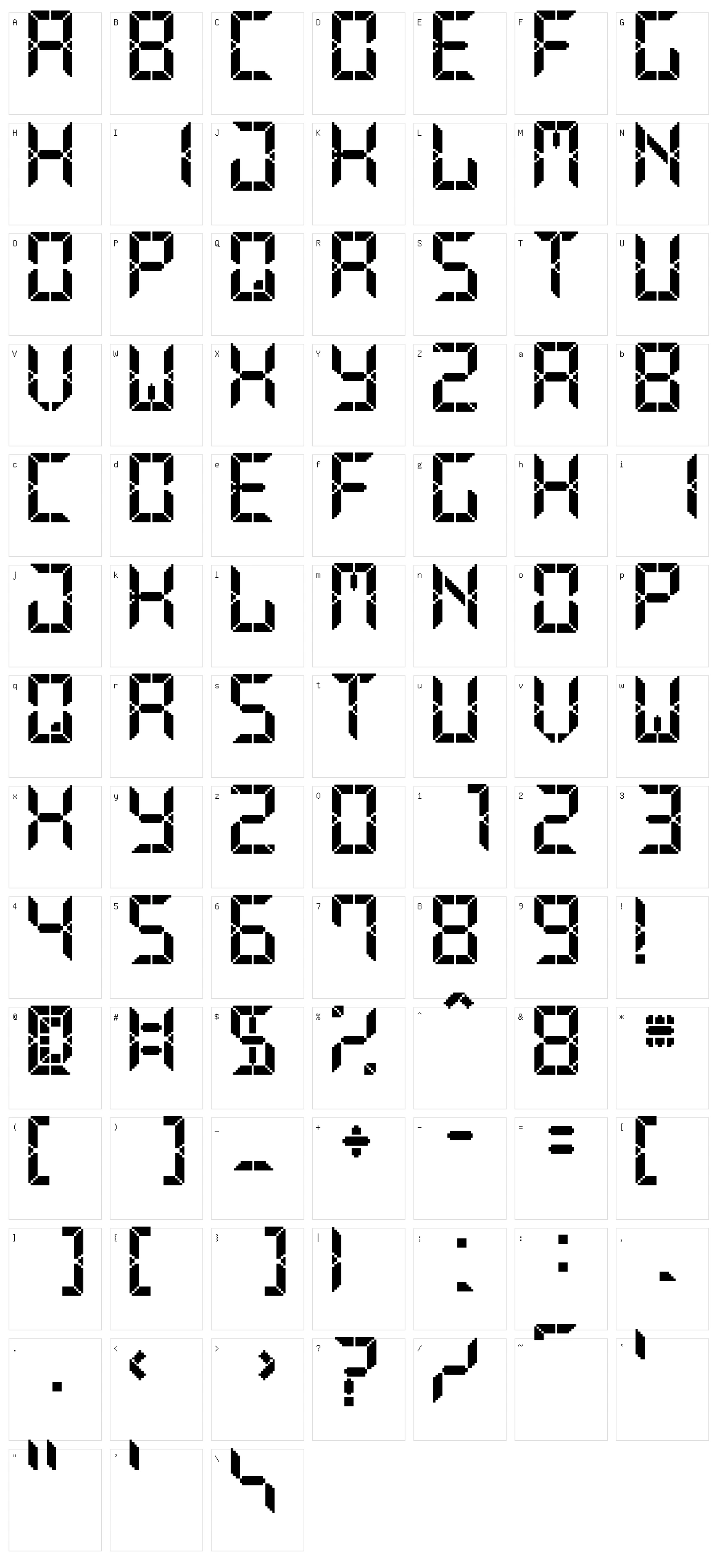 Advanced Pixel LCD-7 Character Set
