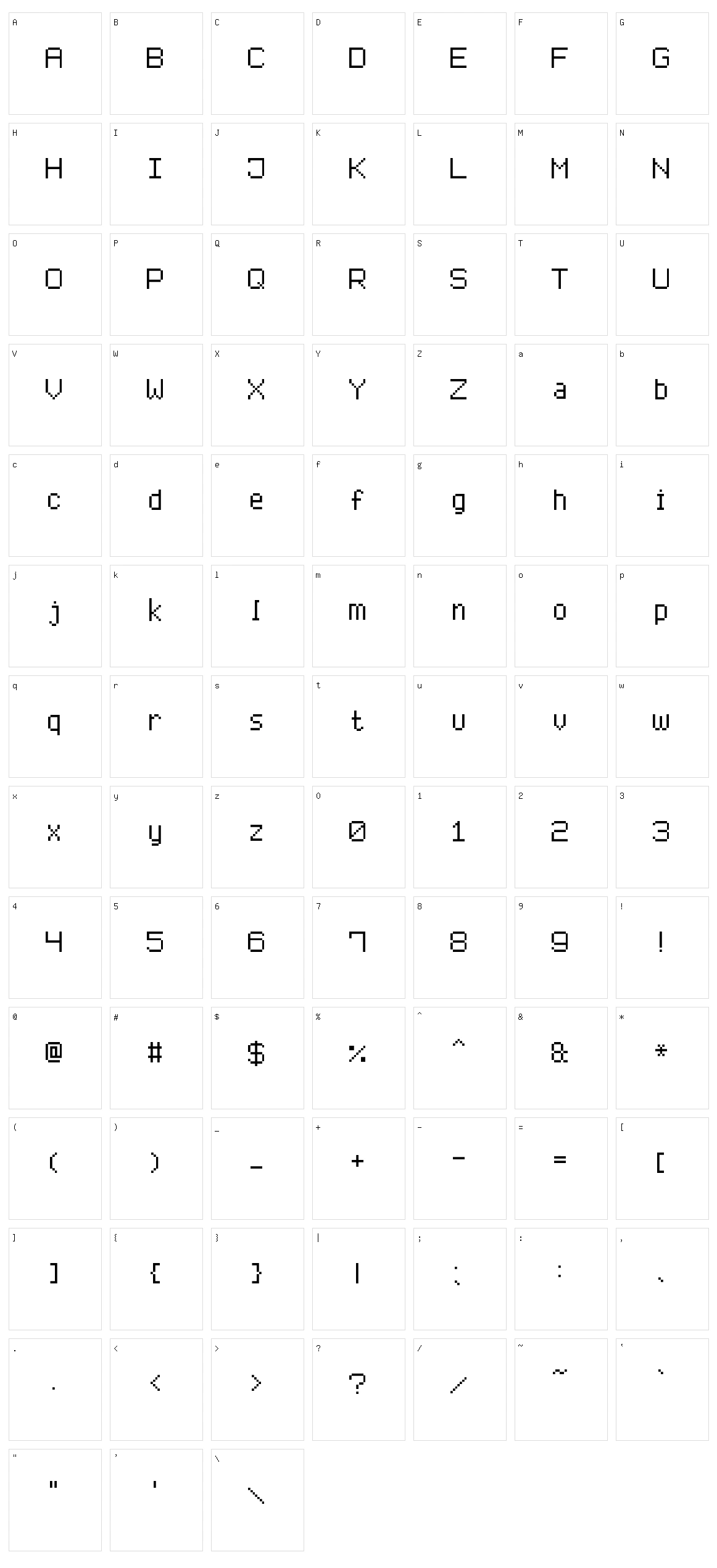 Advanced Pixel-7 Character Set