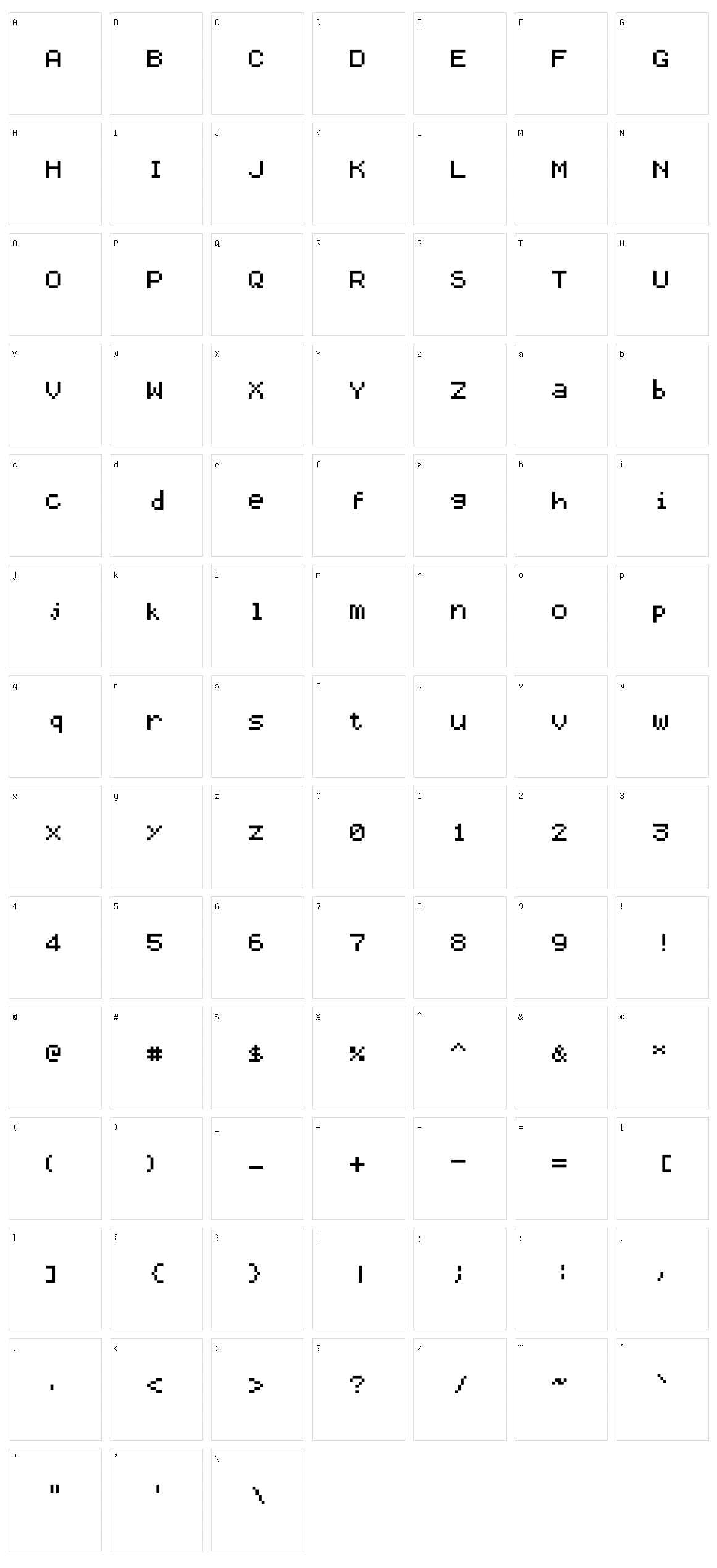 AerxFont Character Set