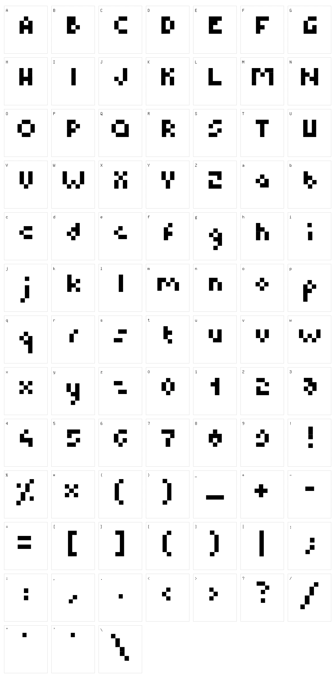 B.M. Pixel Character Set