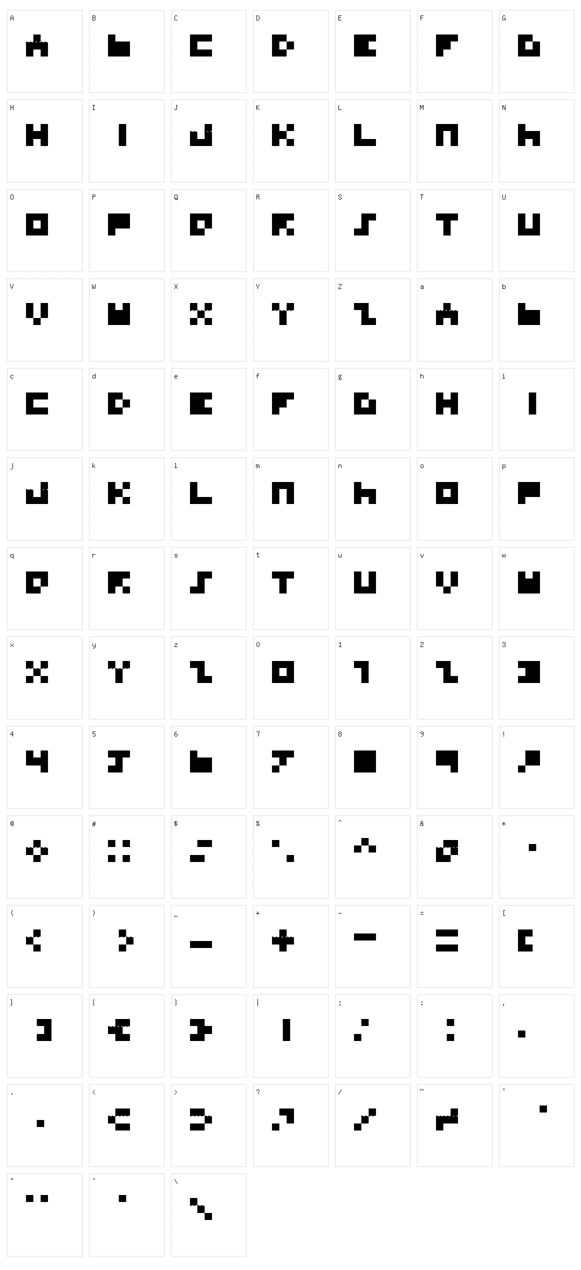 BD Tinyfont Character Set