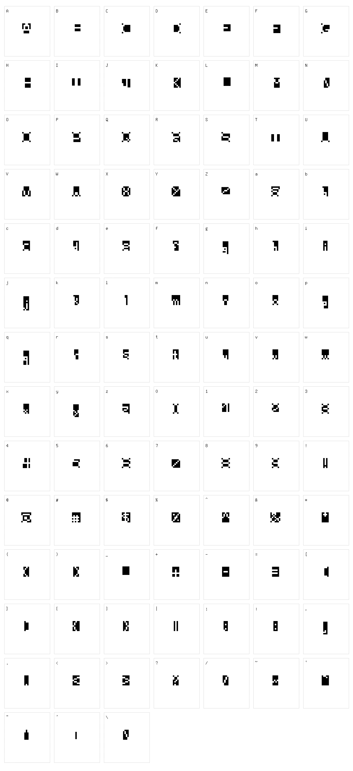 Beanwriting Character Set
