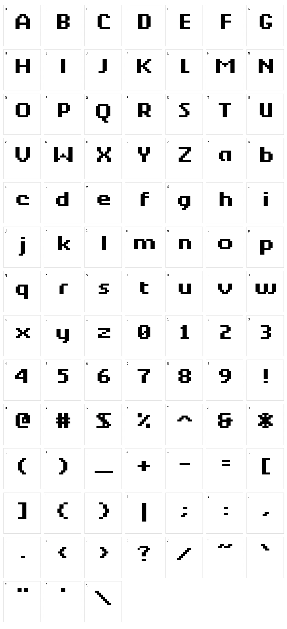 Berkelium Bitmap Character Set