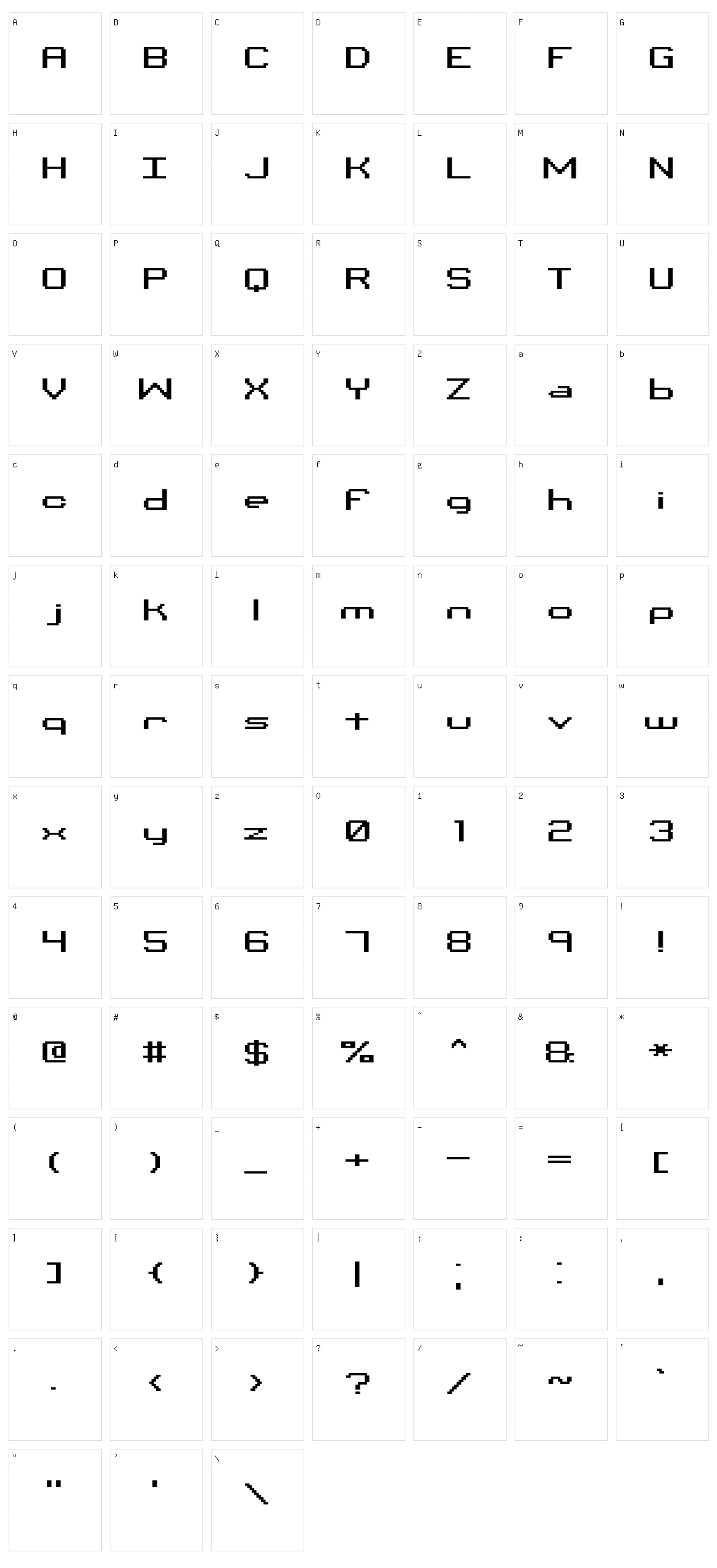 Binary Character Set