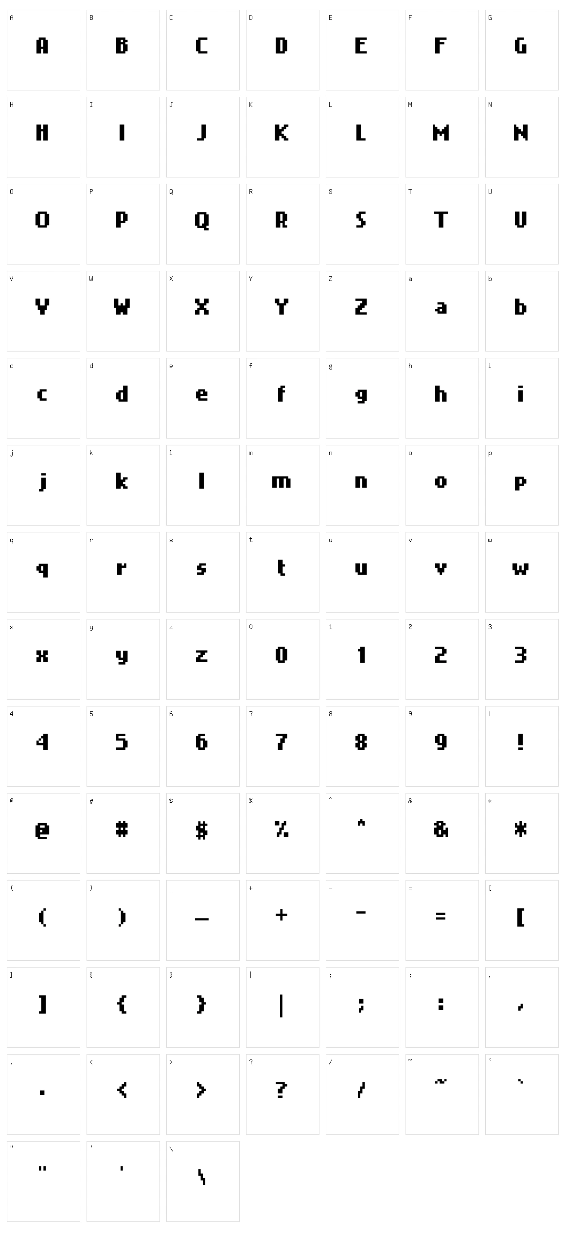 Bit Cell Character Set