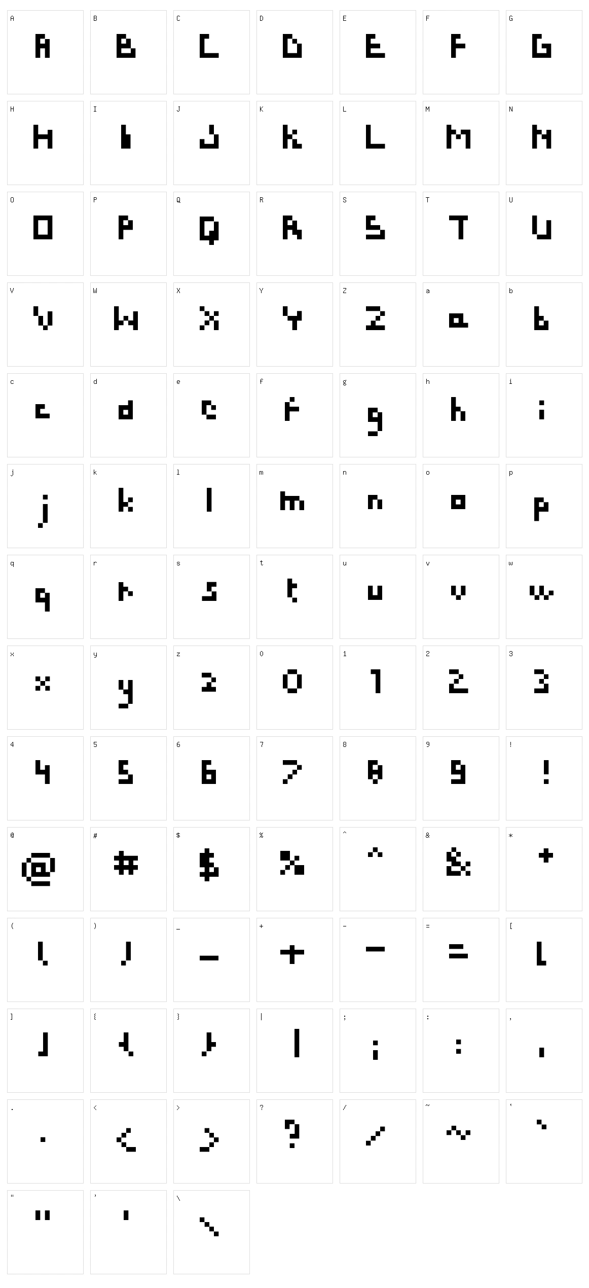 Bit Lazy Character Set