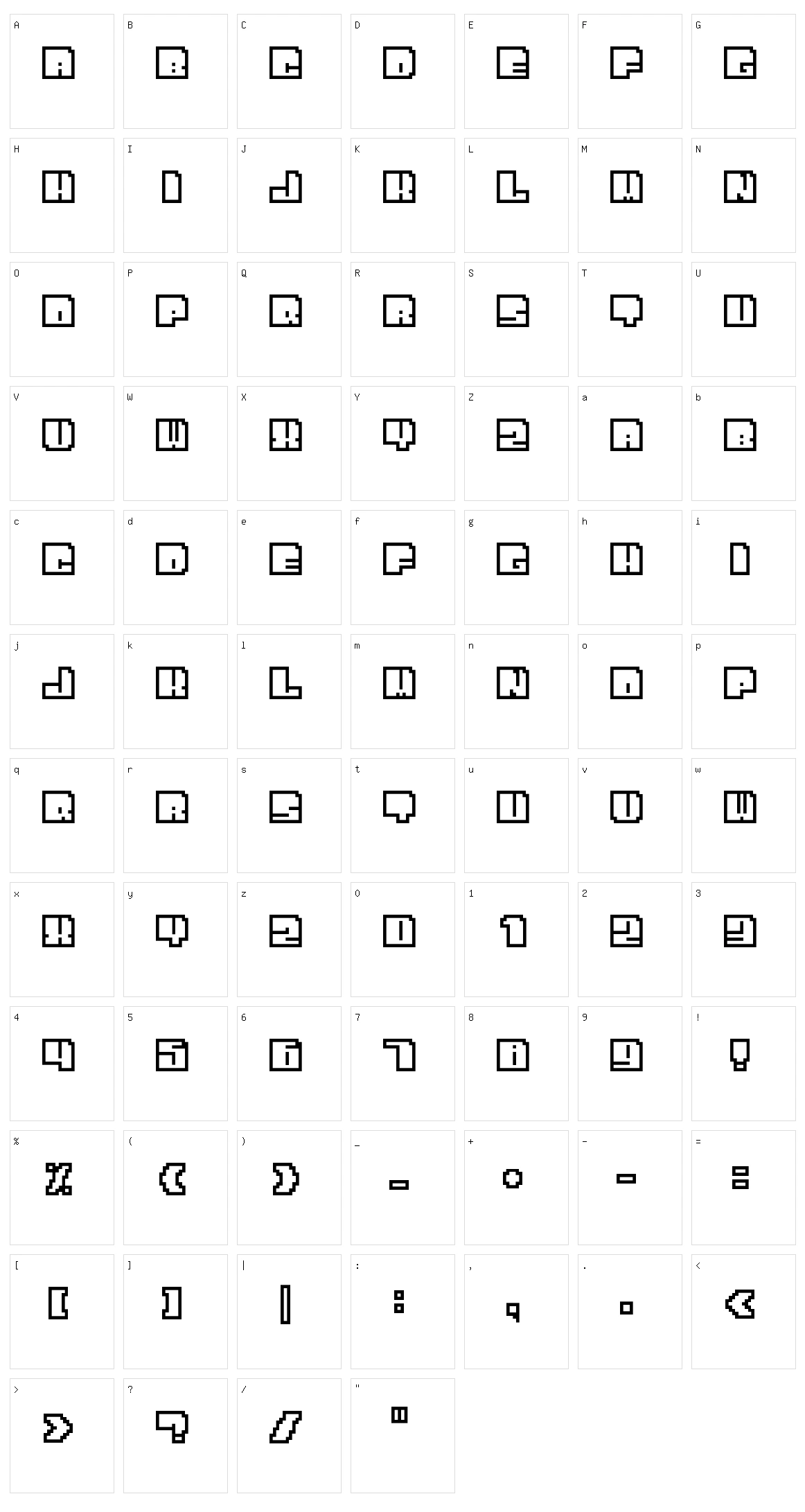 Bit Outline Character Set