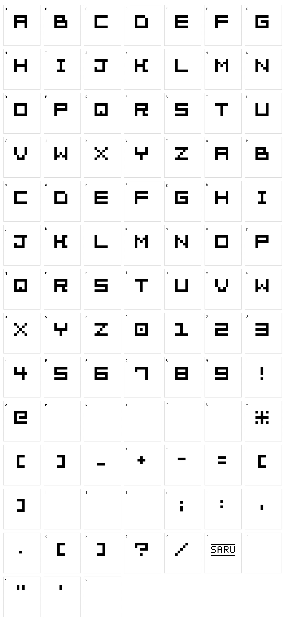 Bit Trip 7 Character Set