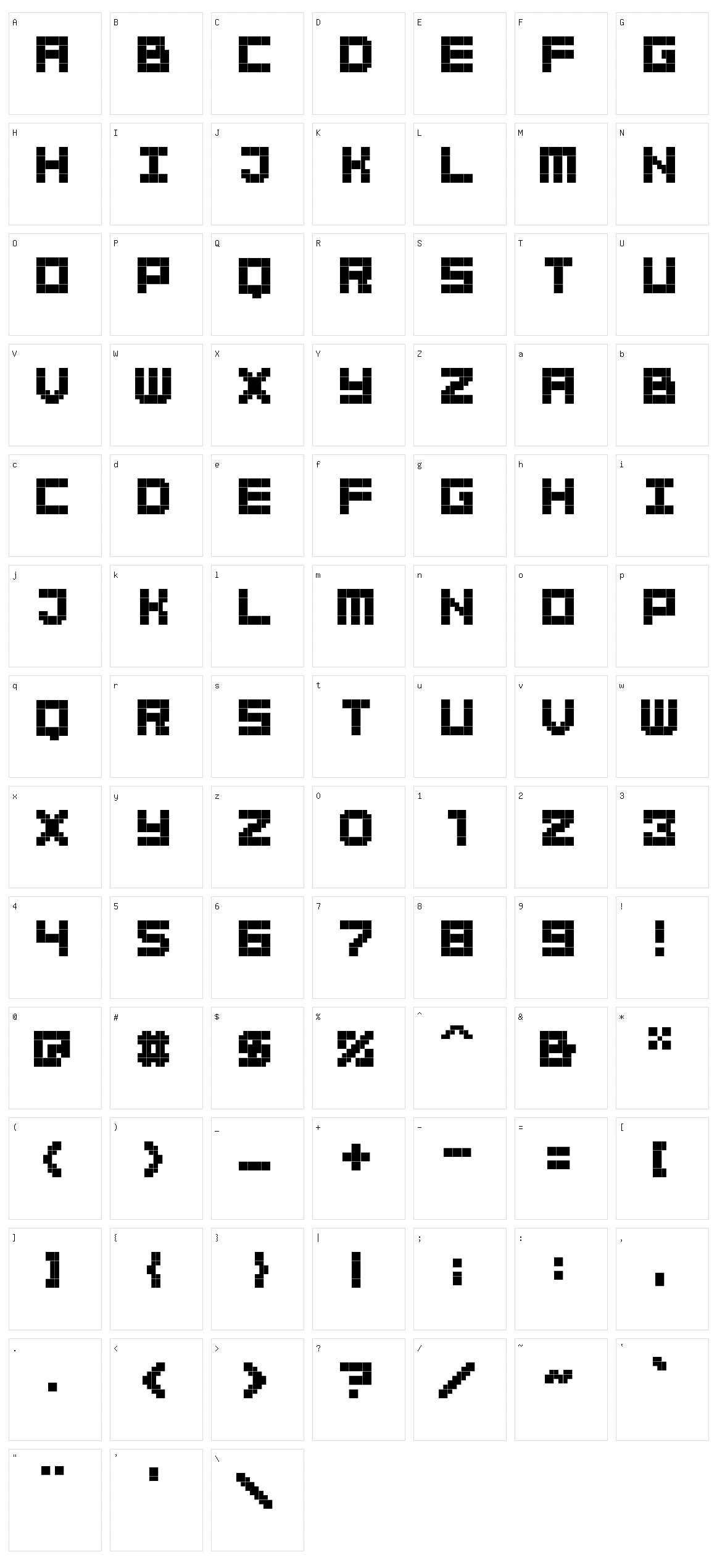 BitBold Character Set