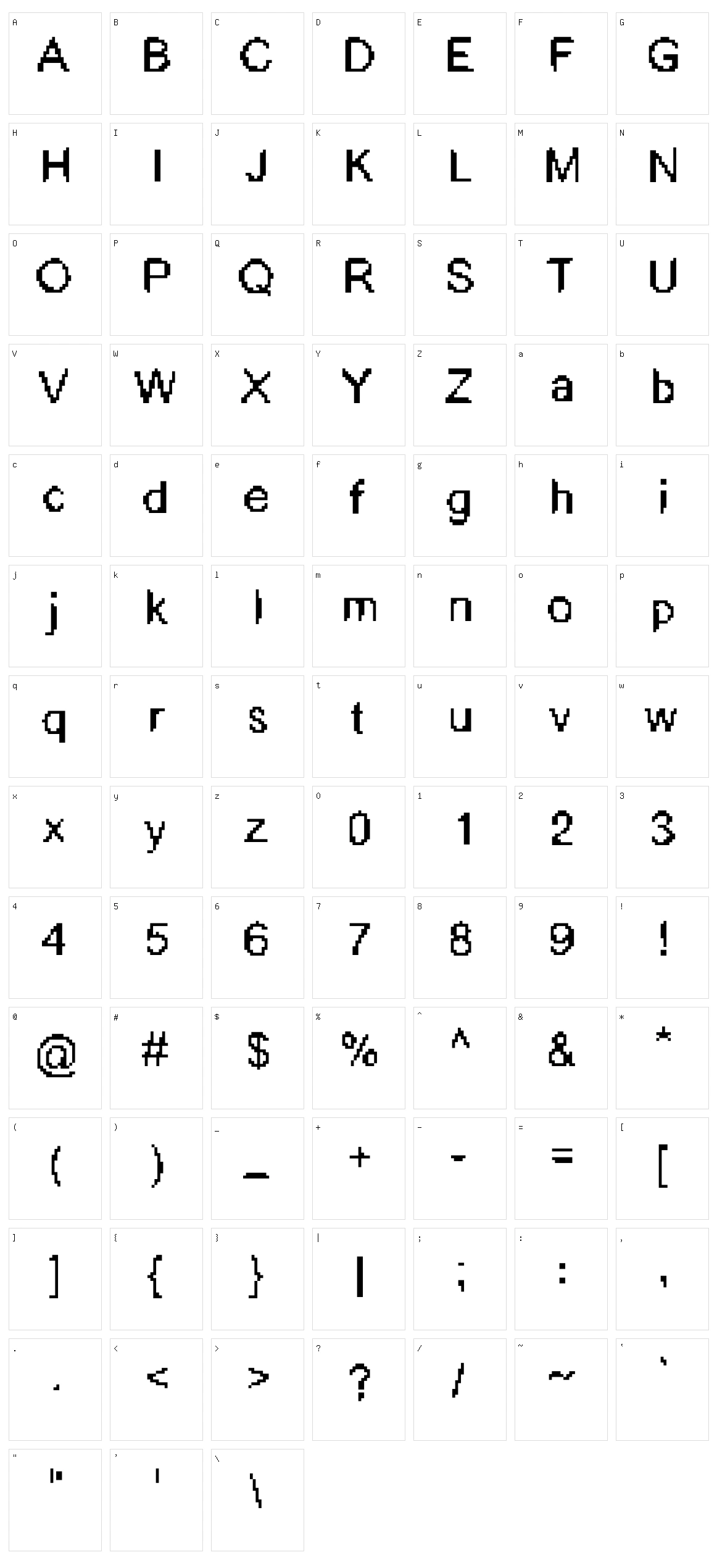 Bitcre Character Set