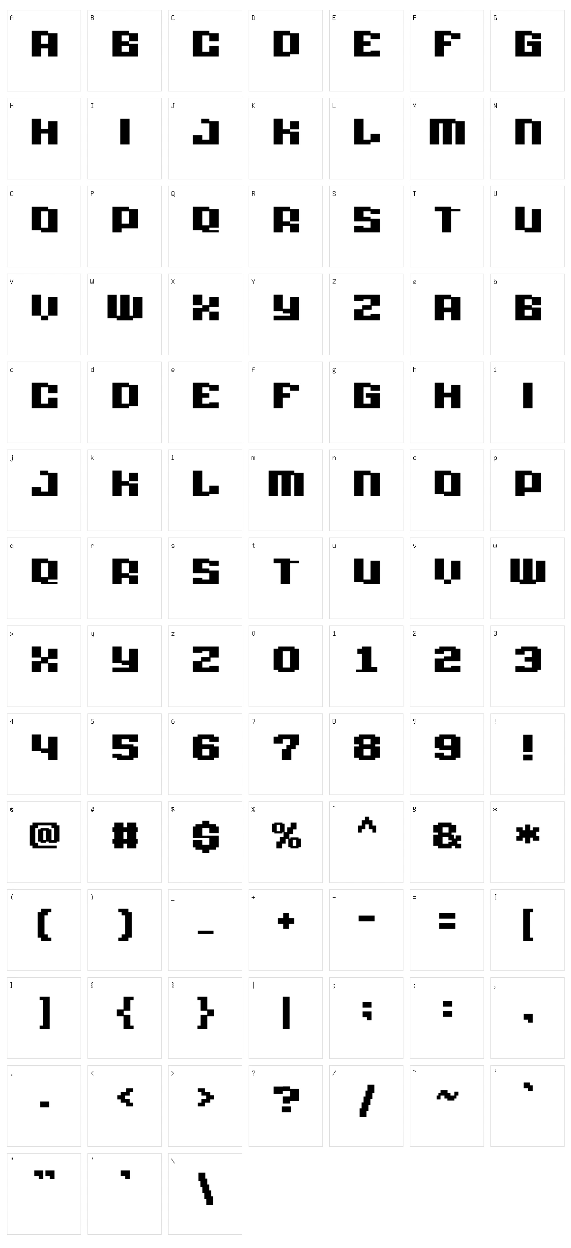 Bitfals Character Set