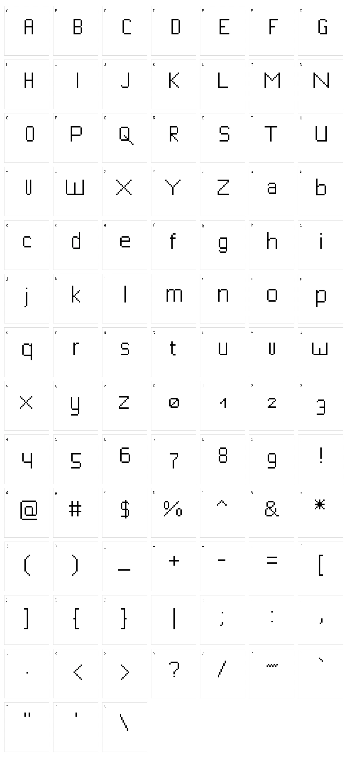 Bitfont Character Set
