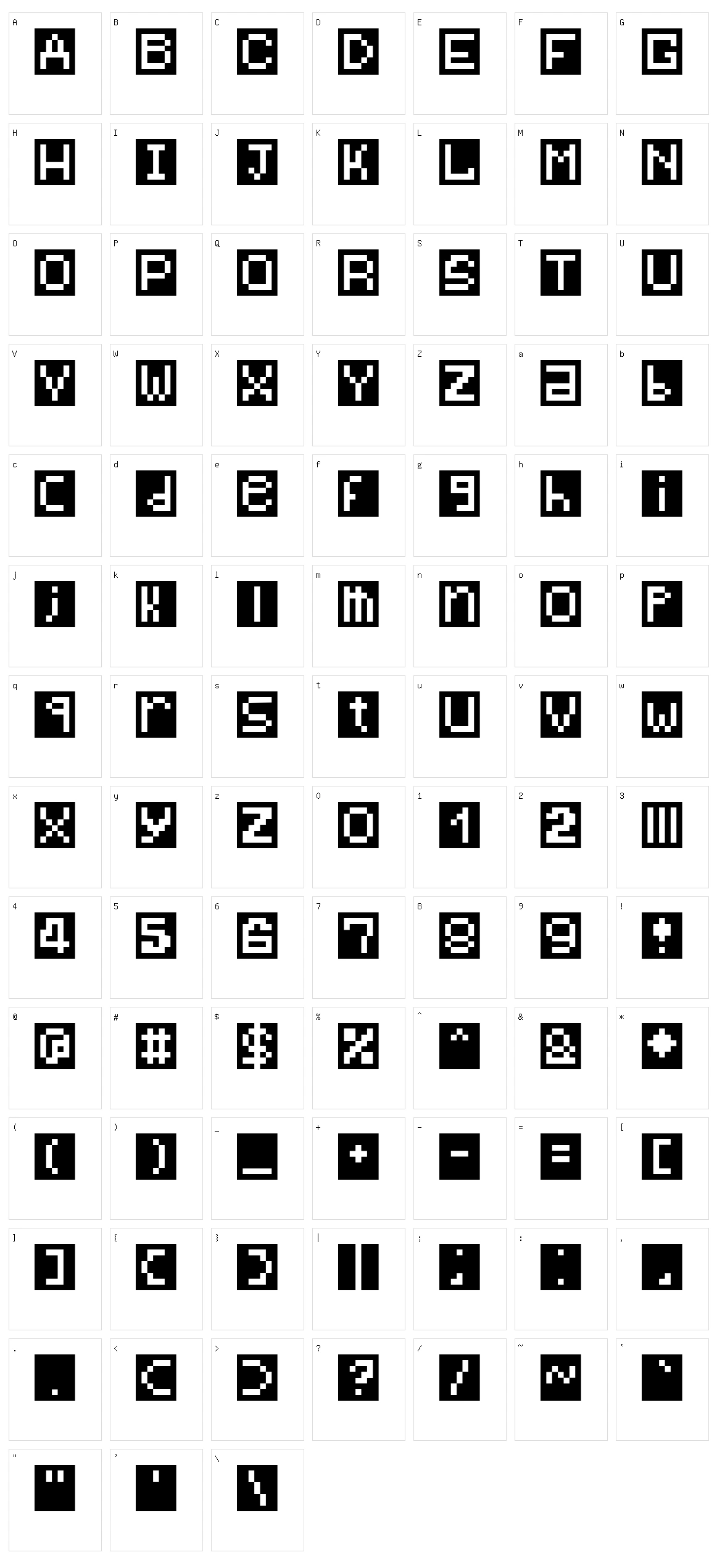 BitMap Character Set