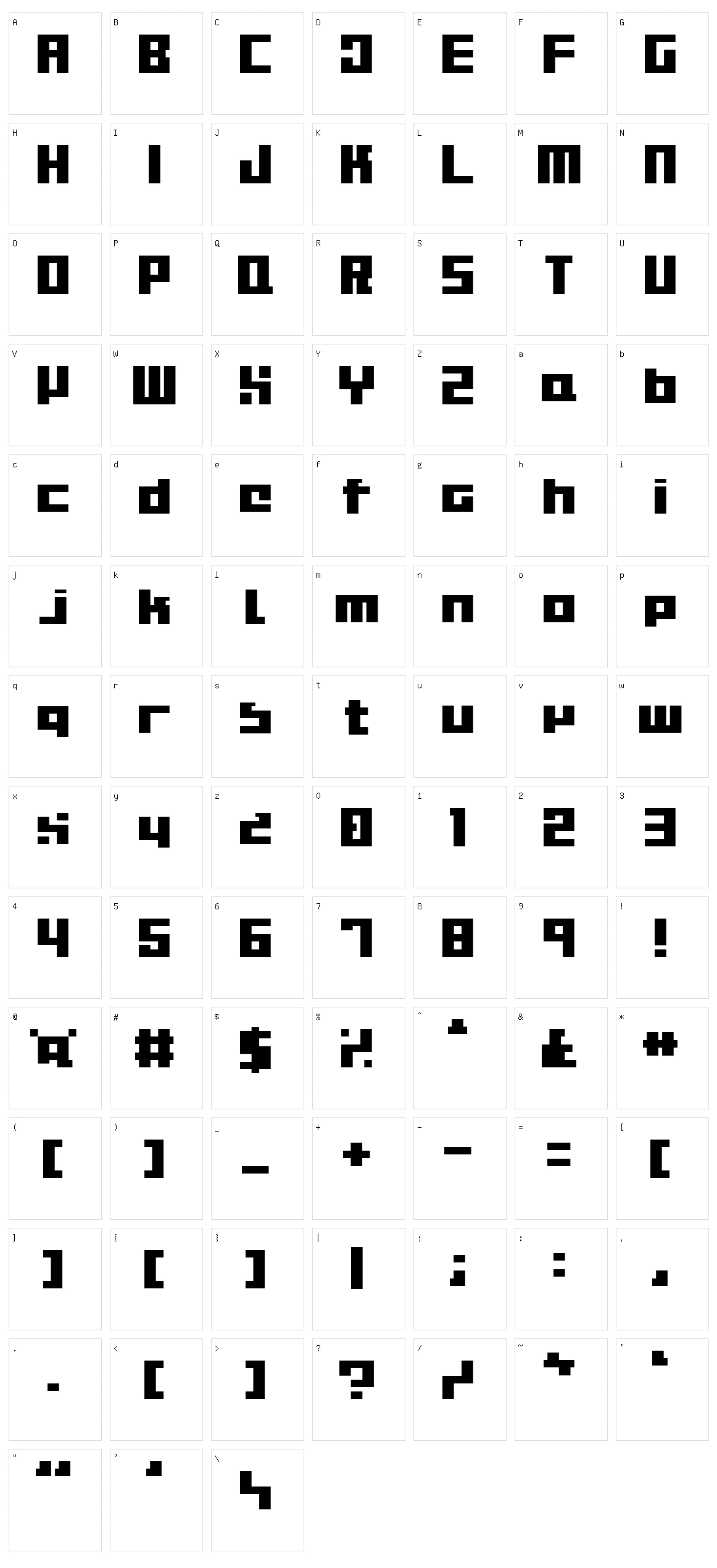 Bitmapper Old Type Character Set