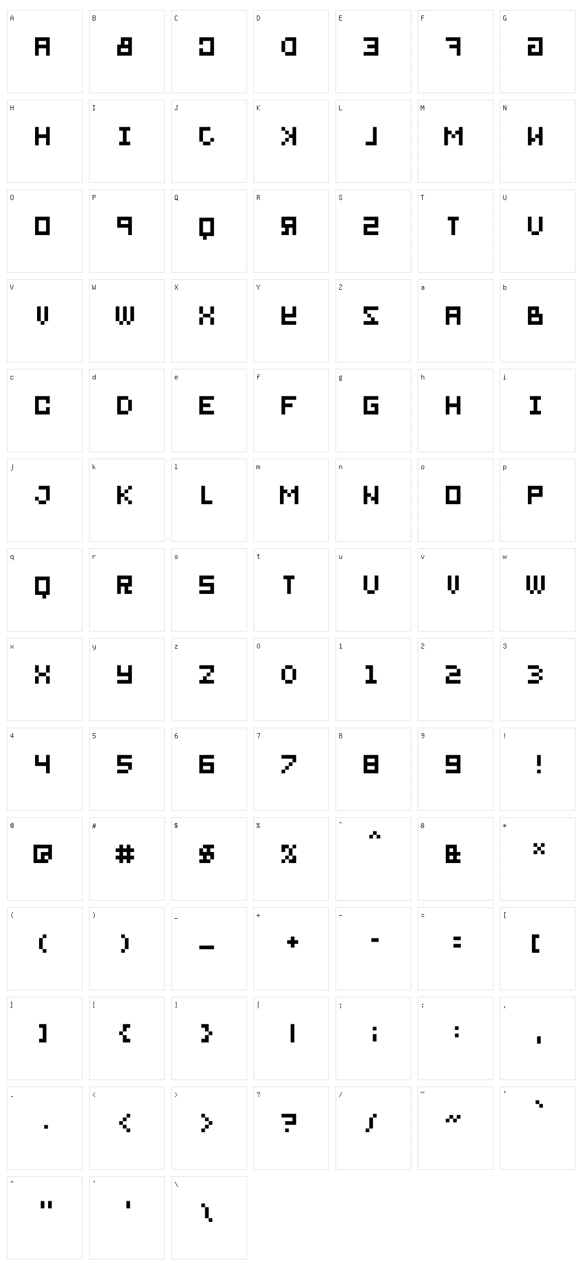 BitMirror Character Set