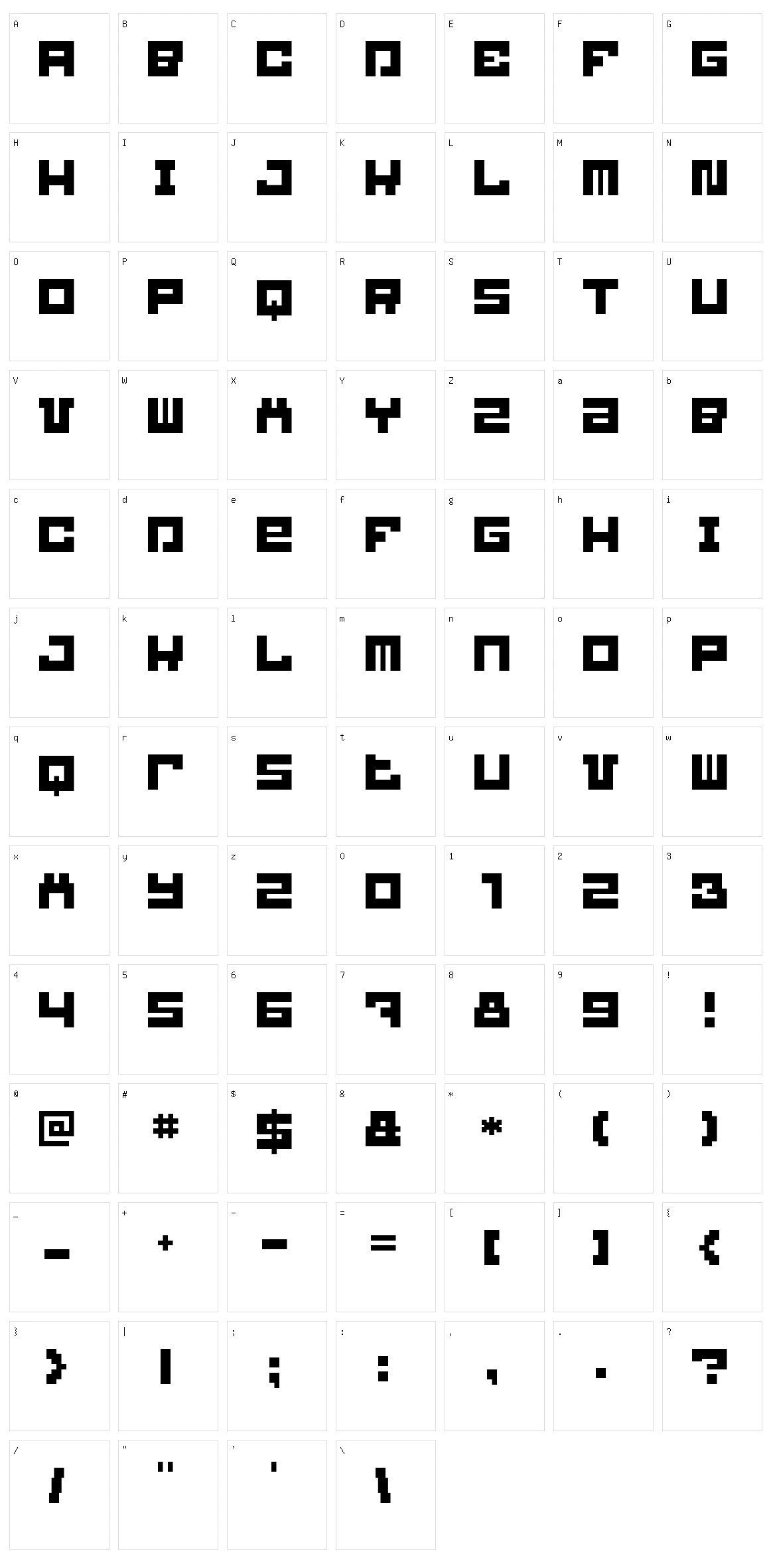 Blockbit Character Set