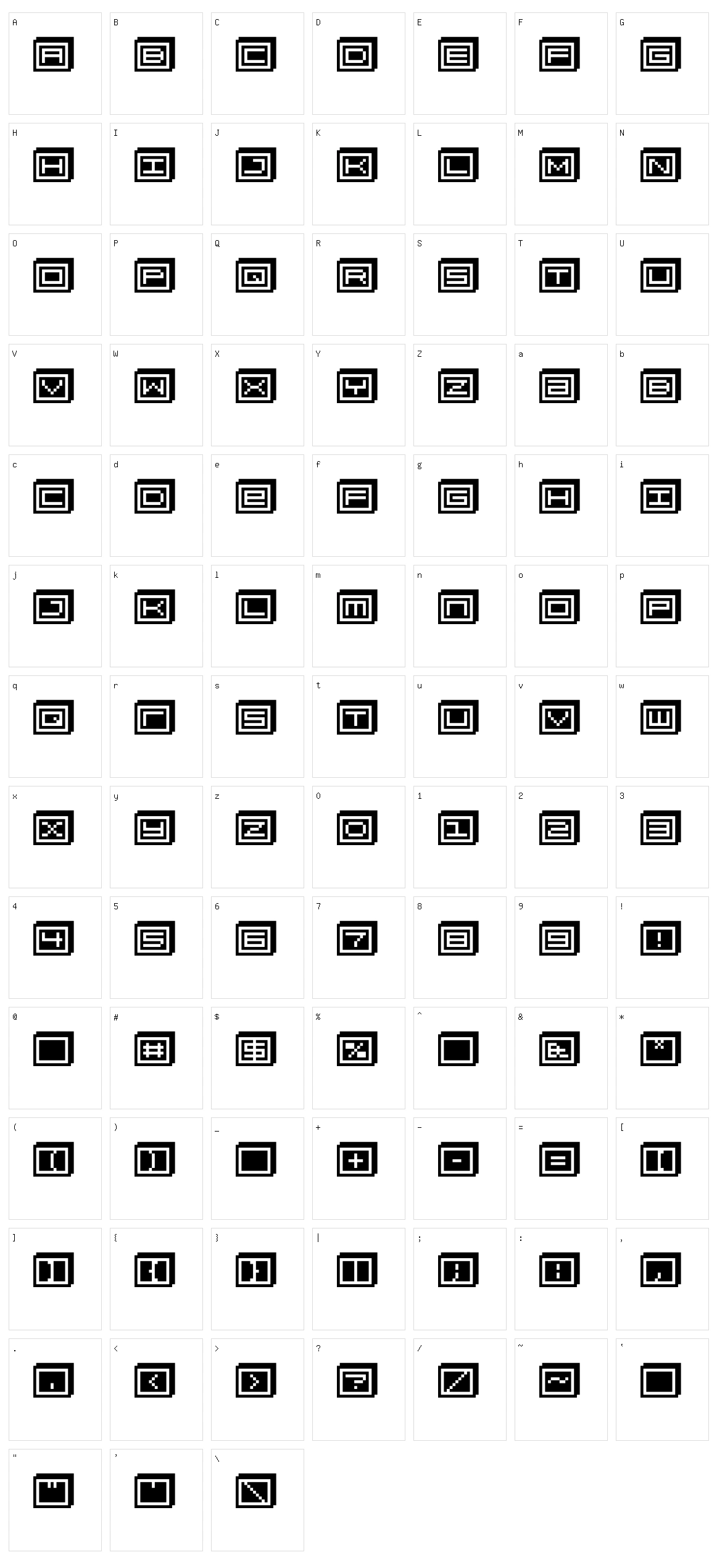 BlockoBit Character Set