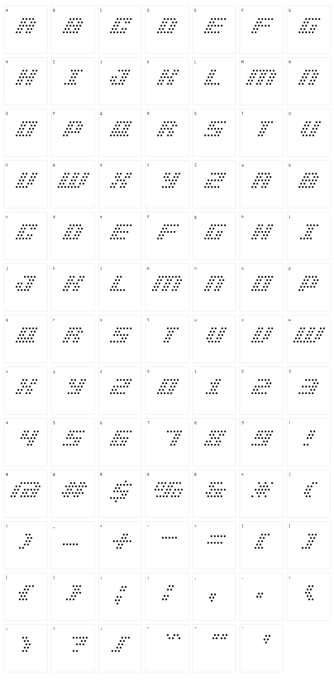 BM Pinhole Character Set
