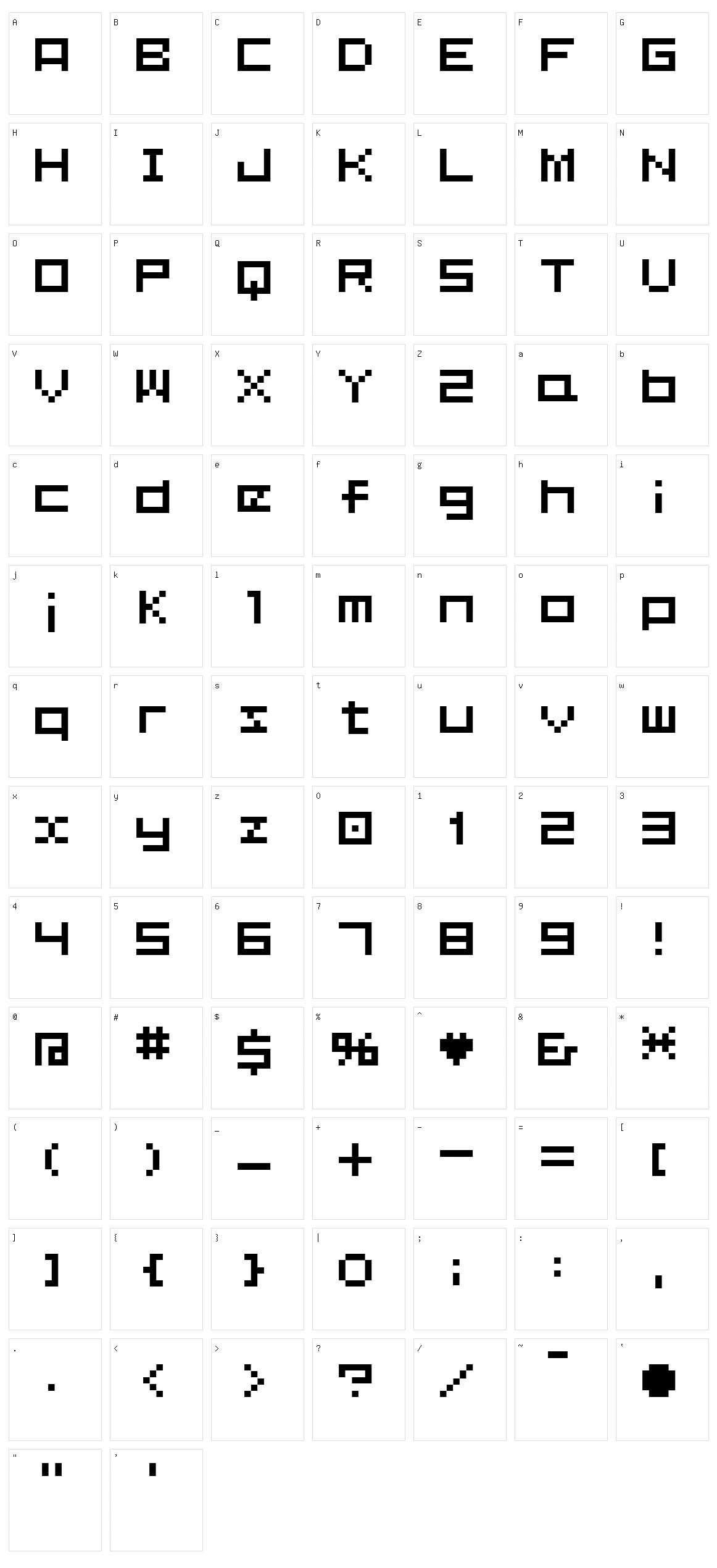 BM Plain Character Set