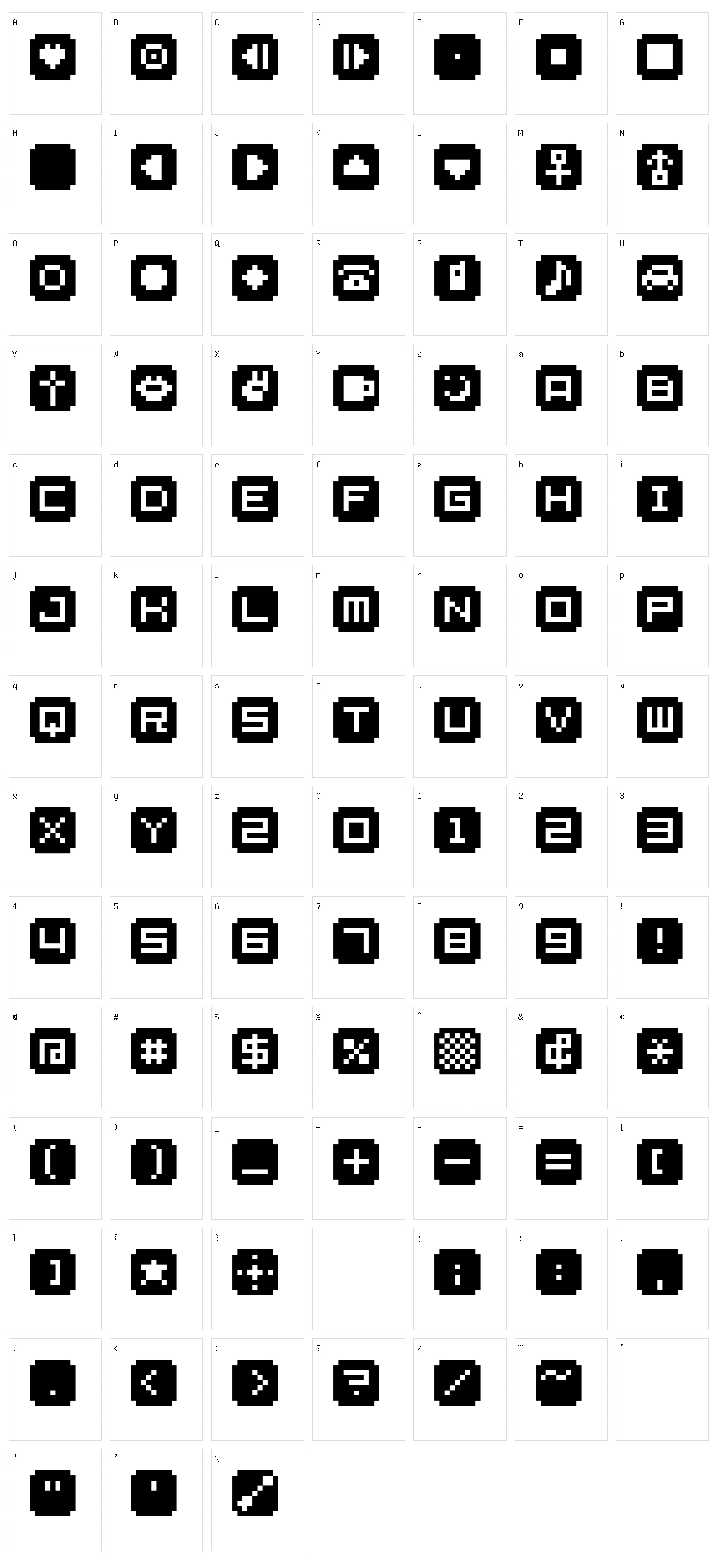 BM Stamp Character Set