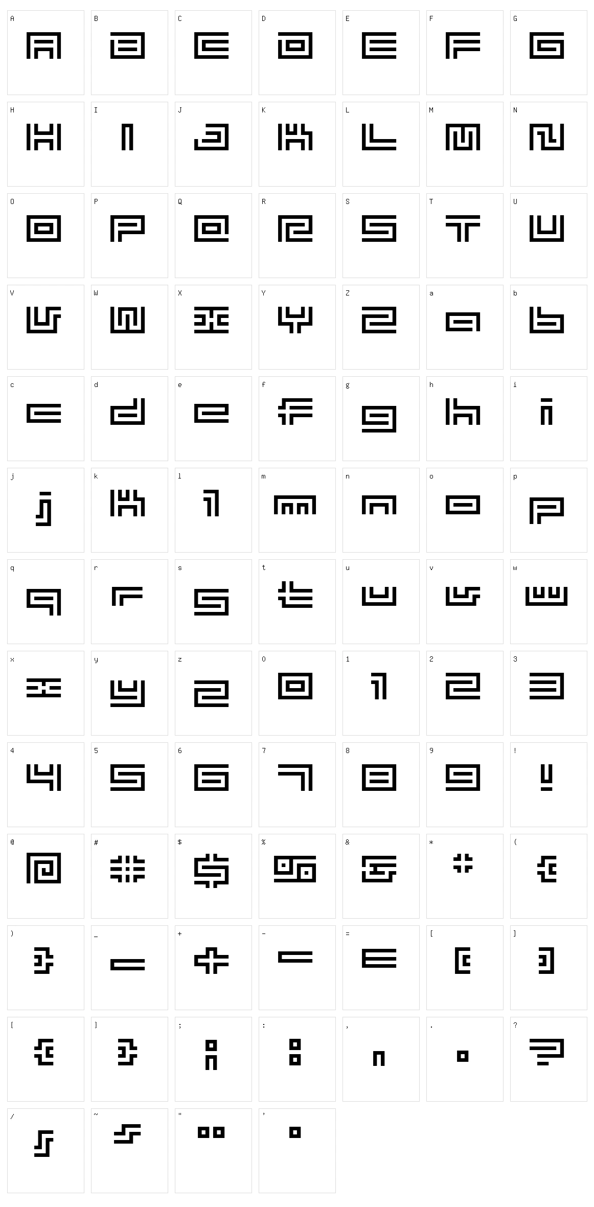 BM Tube Character Set