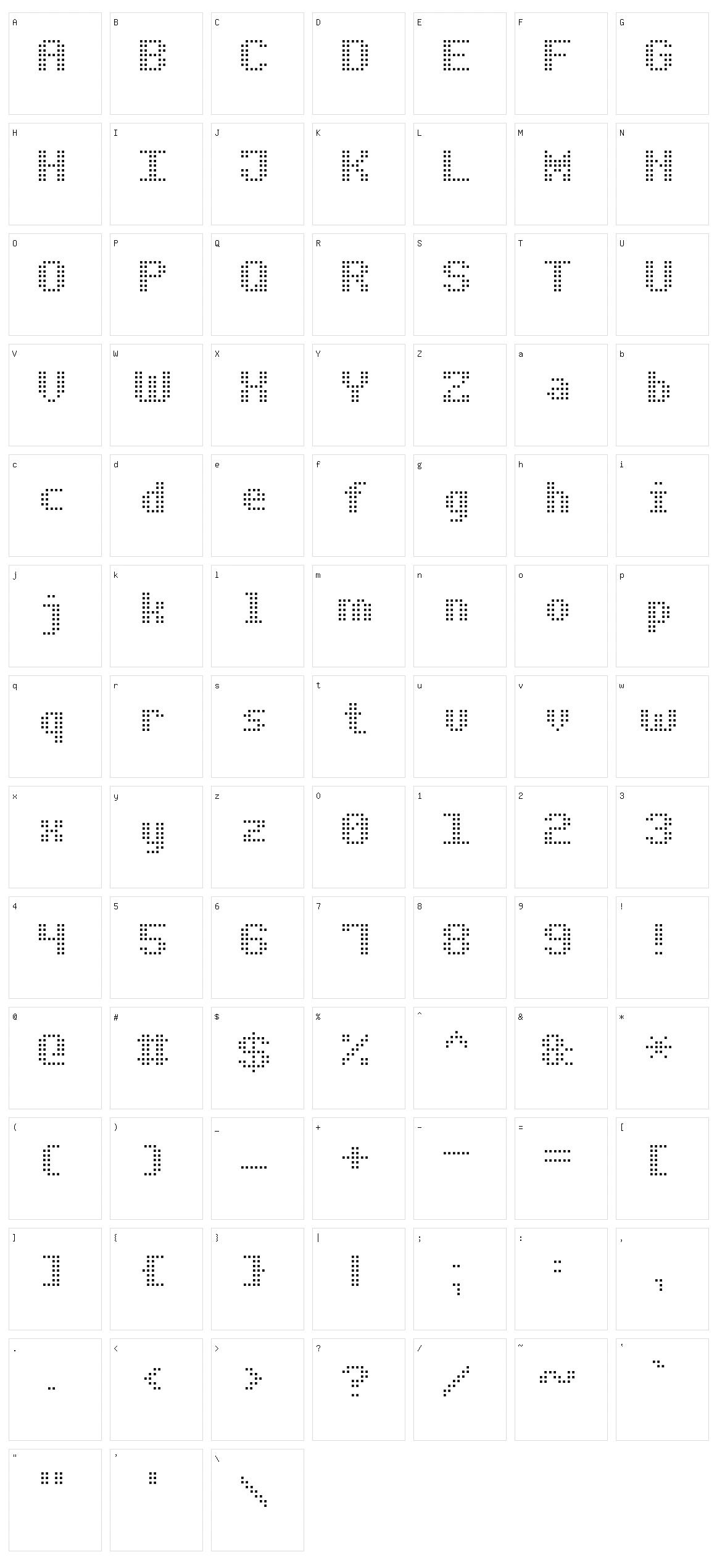 Bold Dot Digital-7 Character Set