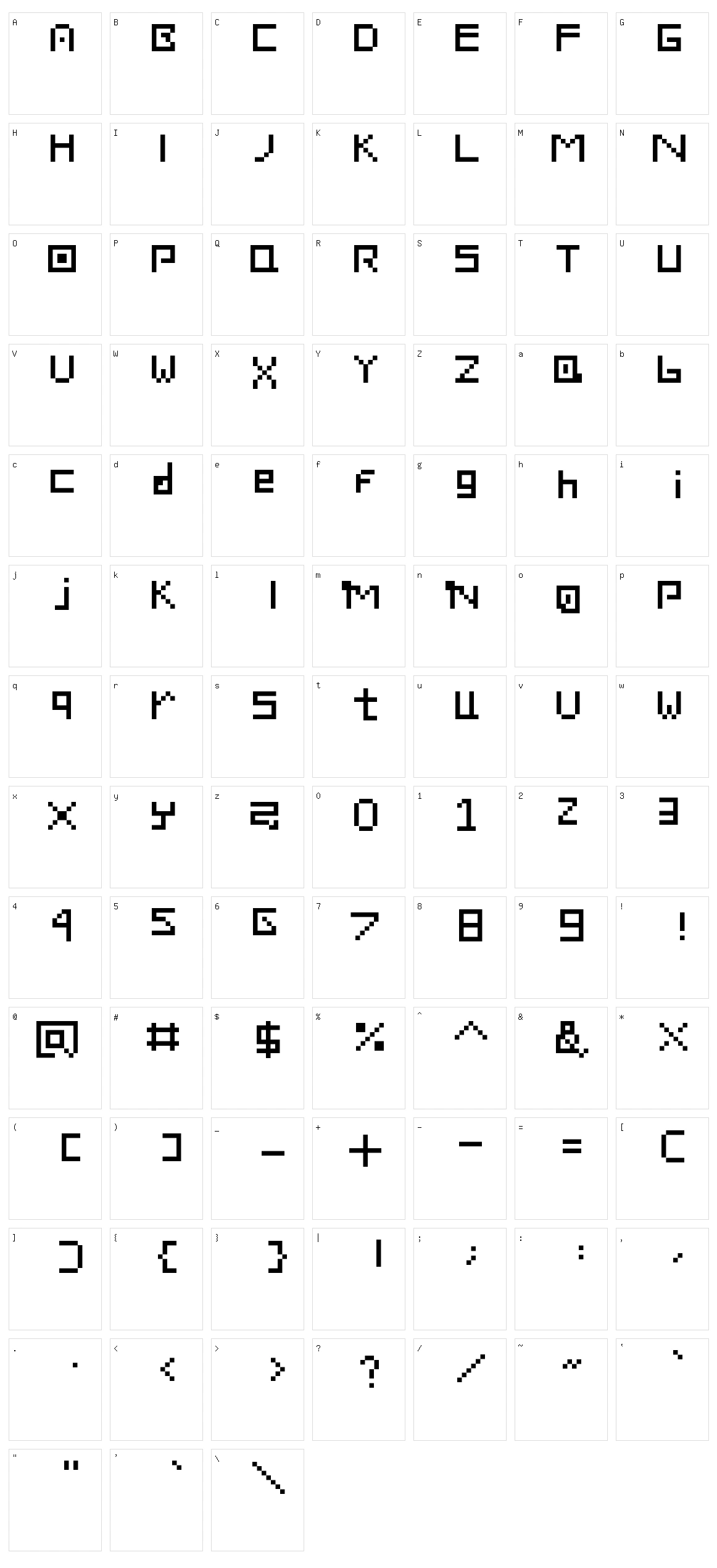 Carrera Character Set
