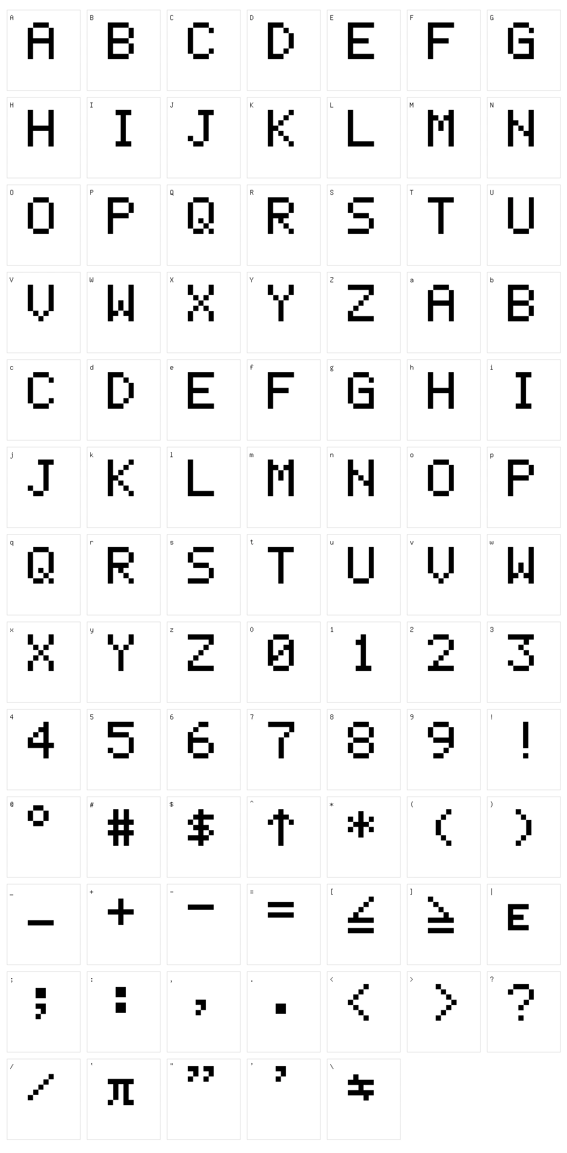 Casio FX-702P Character Set