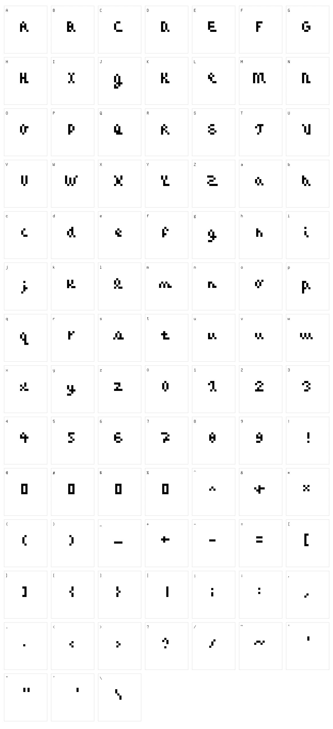 CaZOOM Character Set