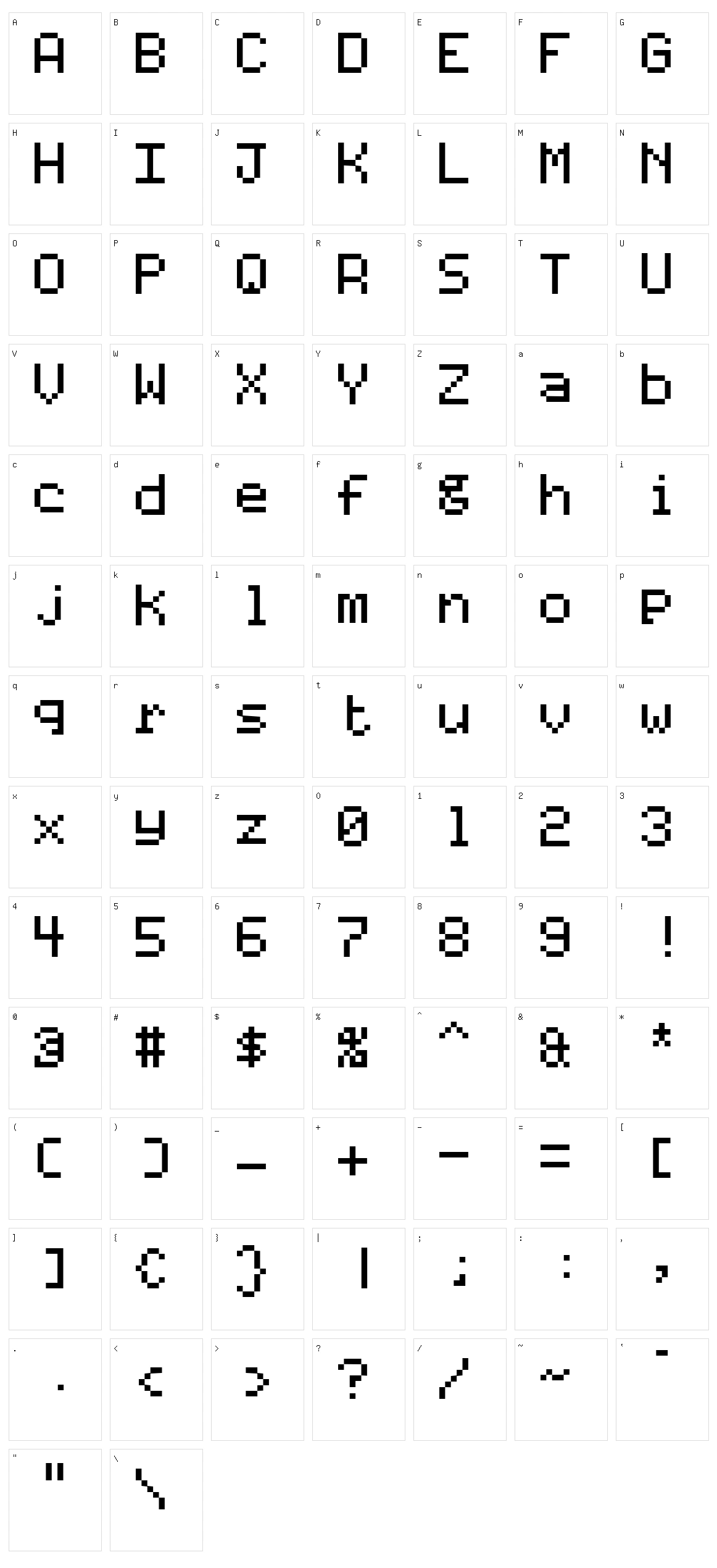 Code 7x5 Character Set