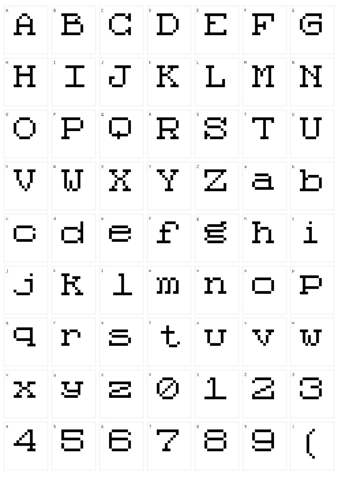 Code 8x8 Character Set