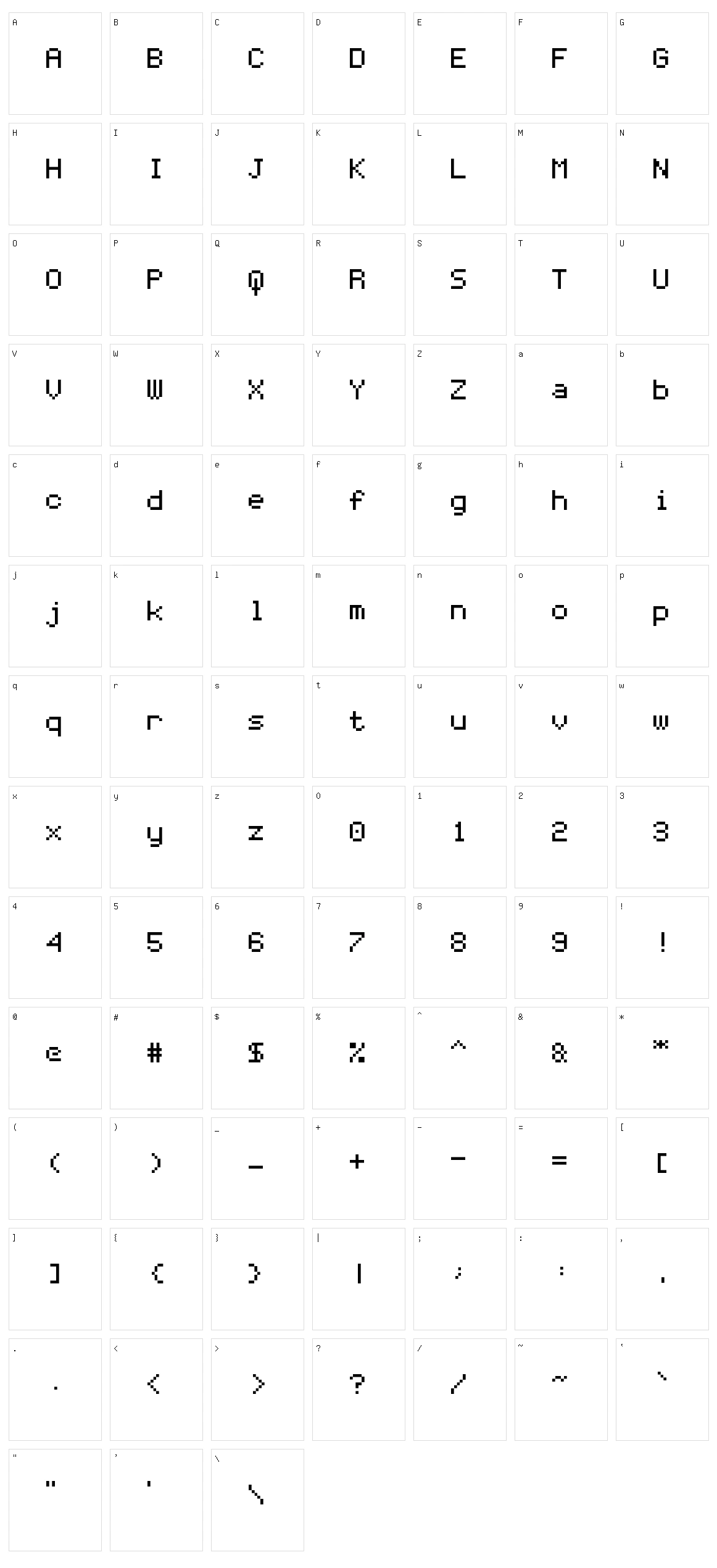 Coder's Crux Character Set