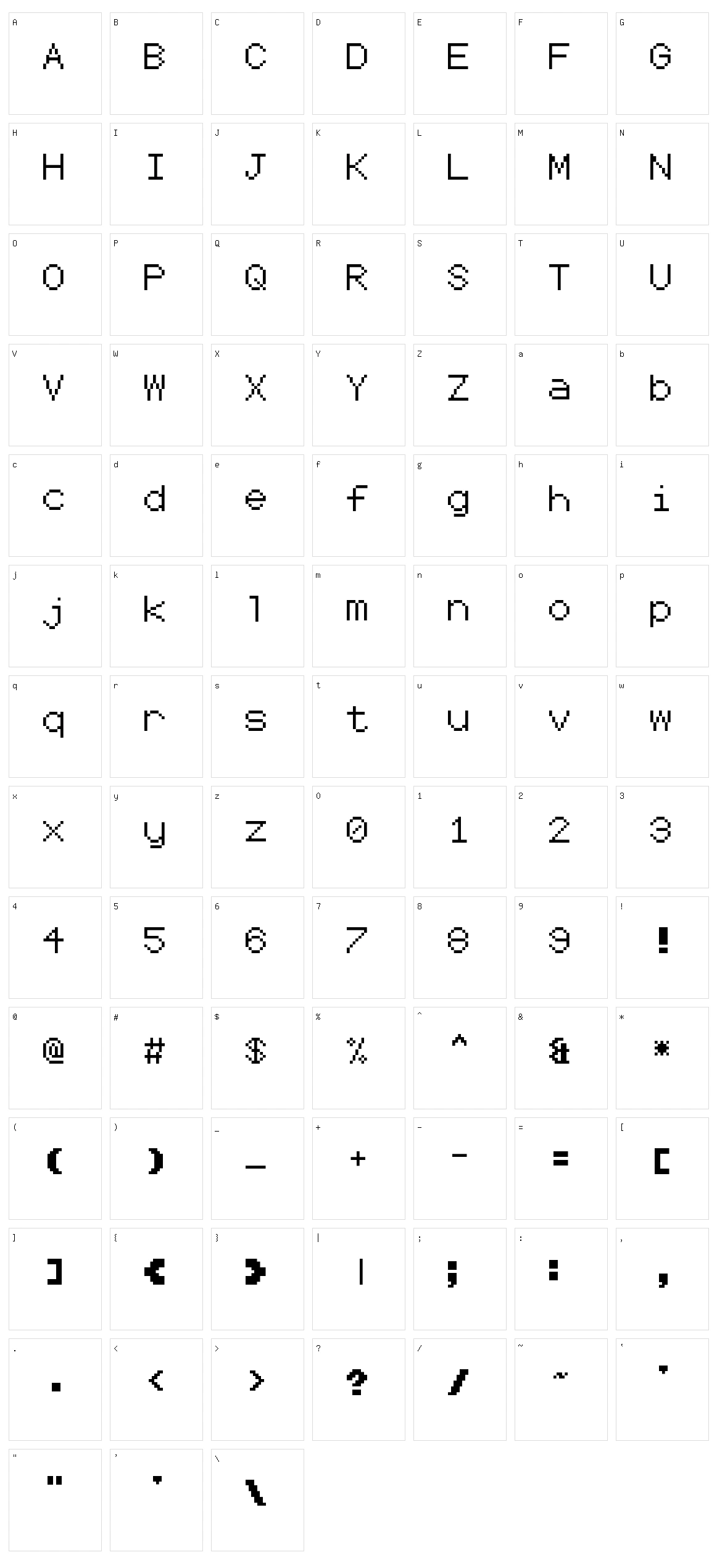 Coder's Crux 2 Character Set