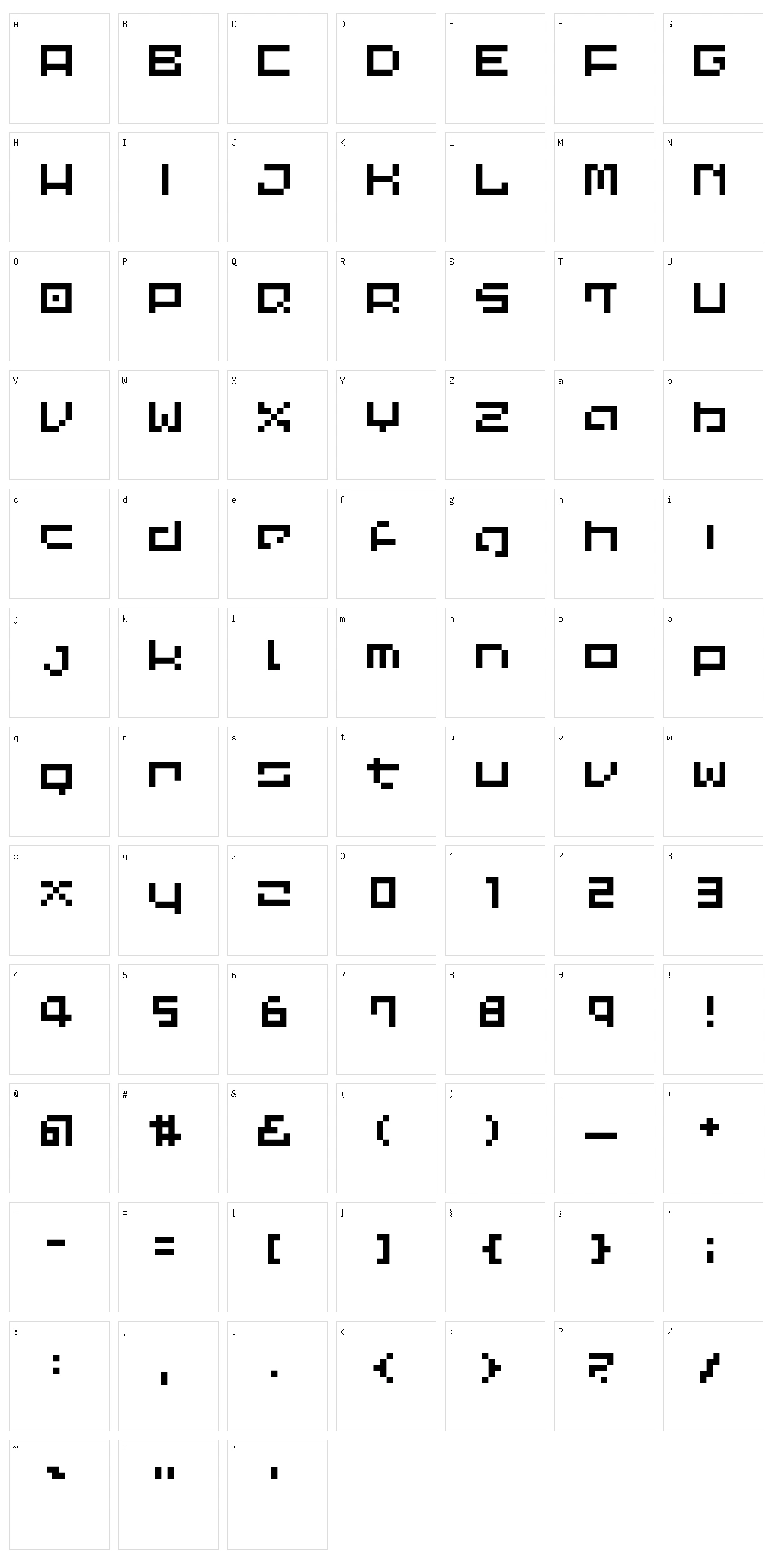 Common Pixel Character Set