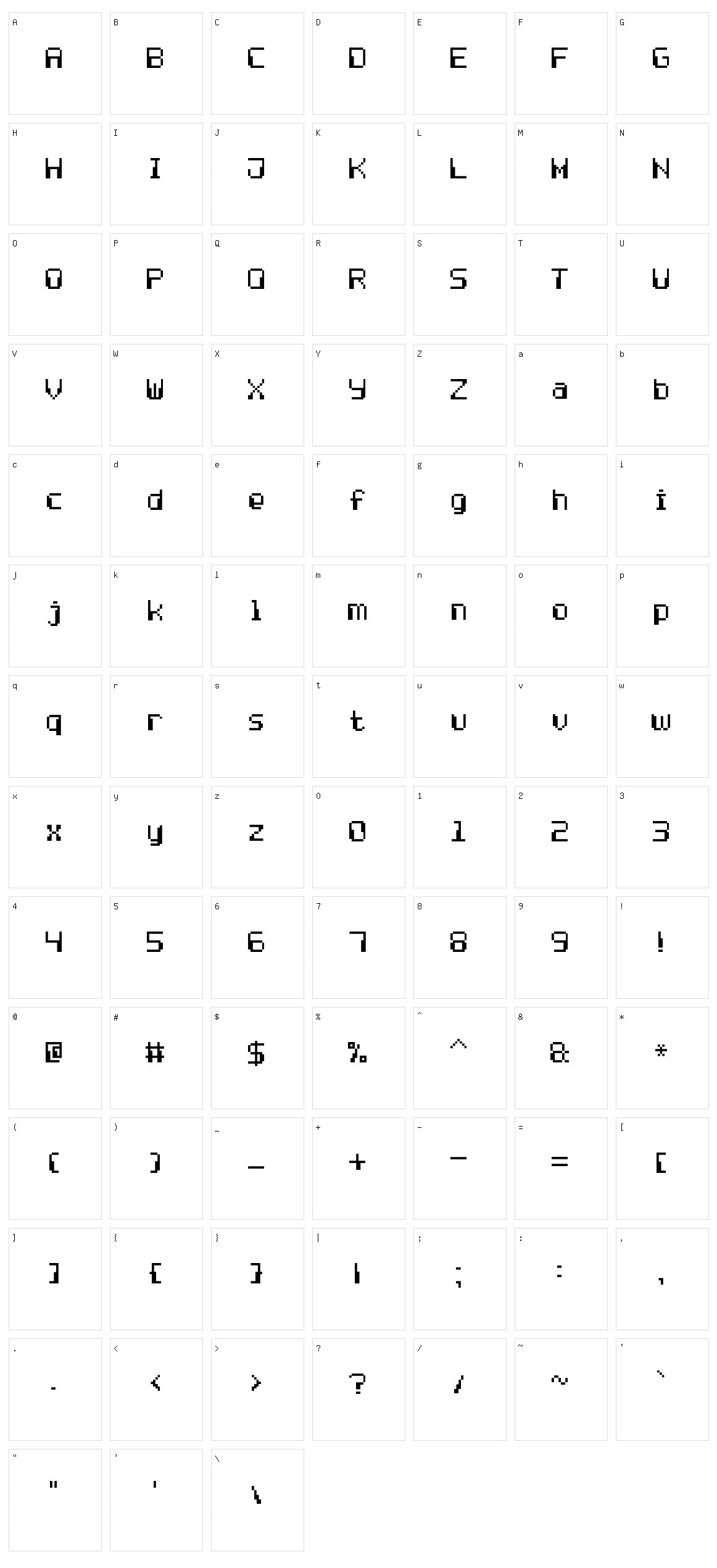 Computer Pixel-7 Character Set