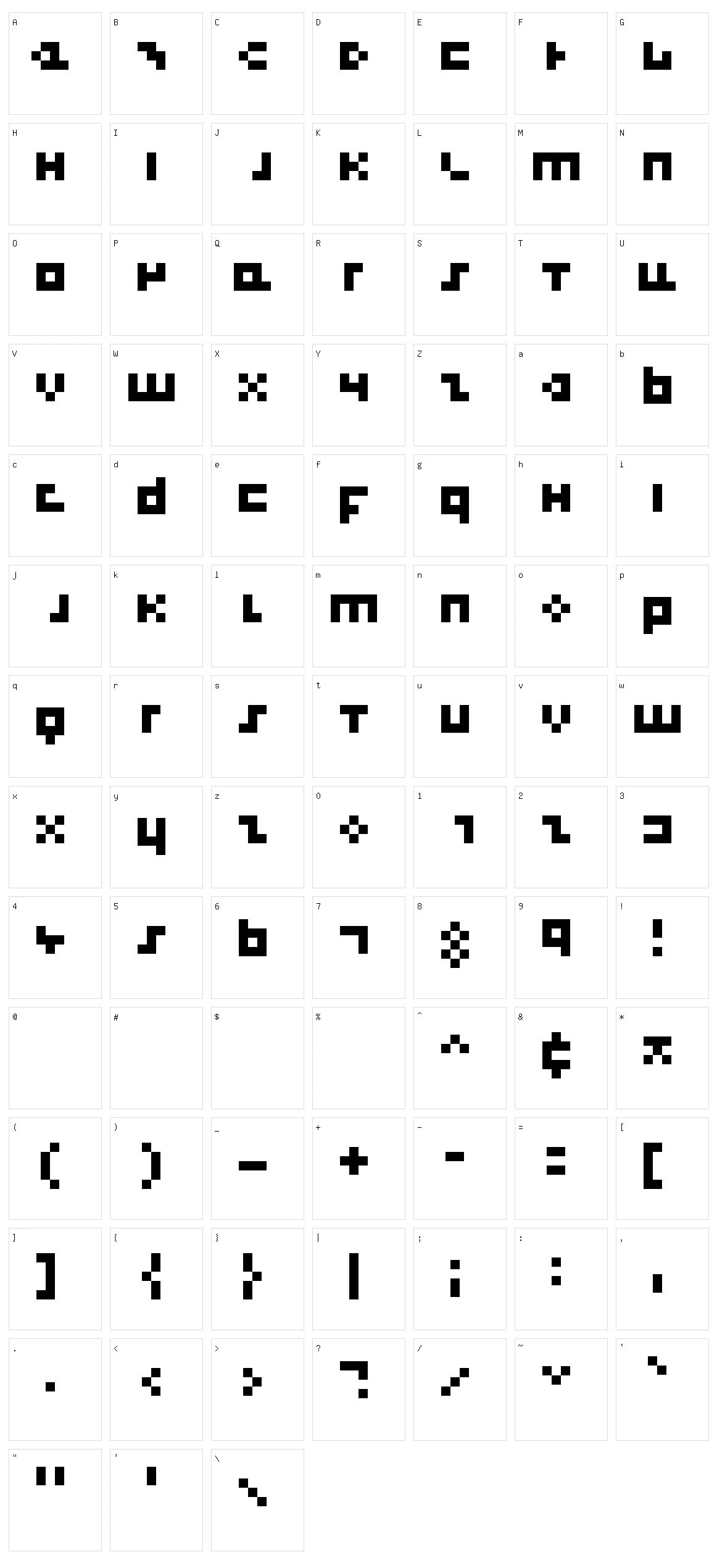 Cool Three Pixels Character Set