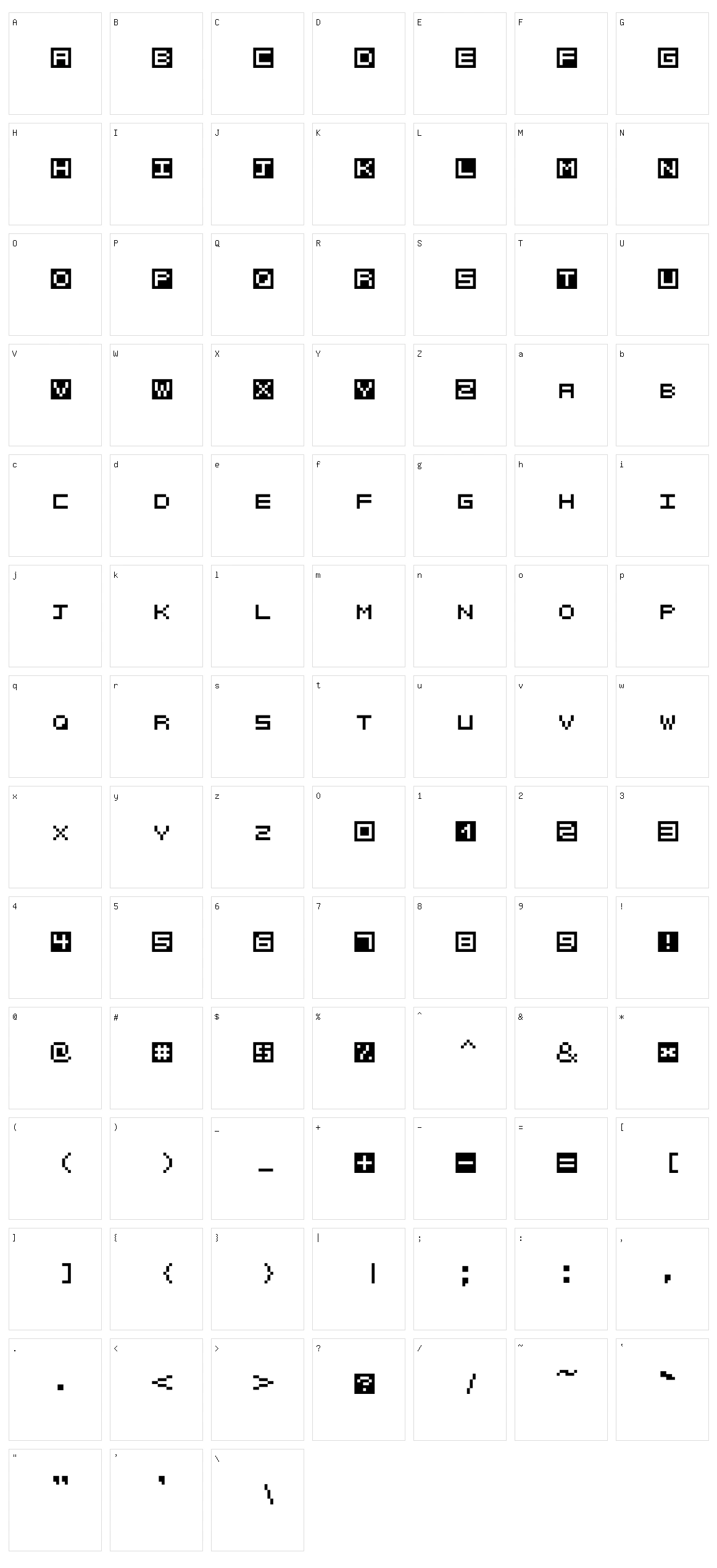 Cubixcode Character Set