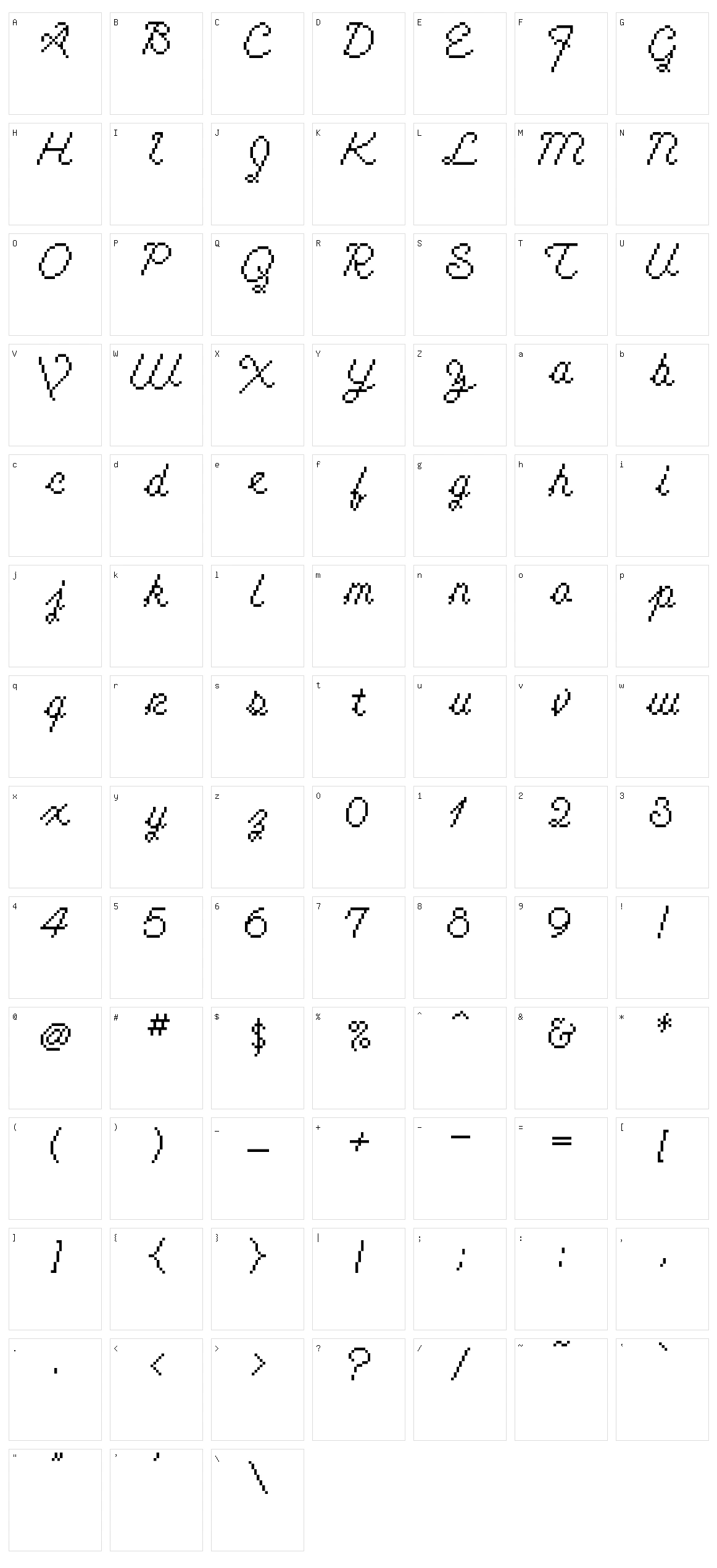 Cursive Character Set