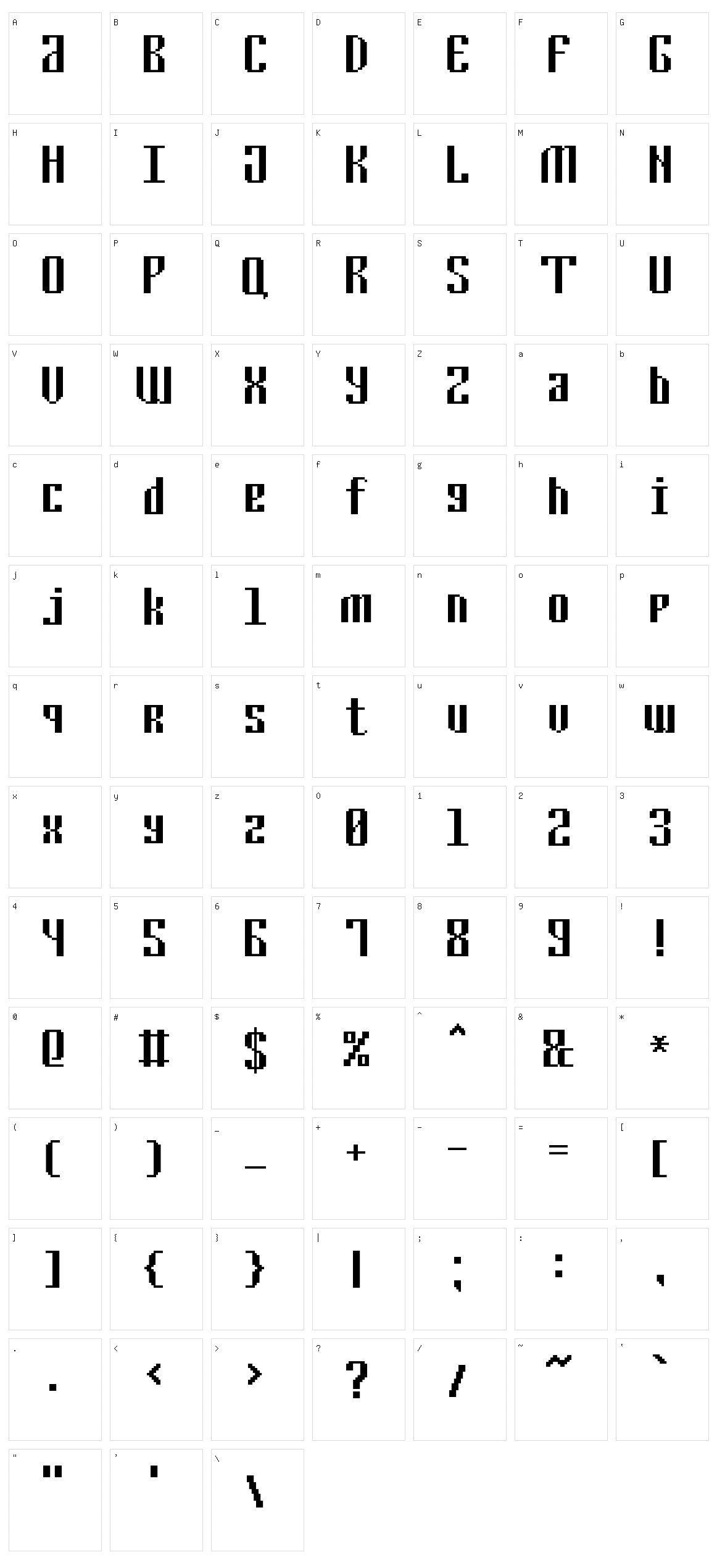 Cyrillic Pixel-7 Character Set