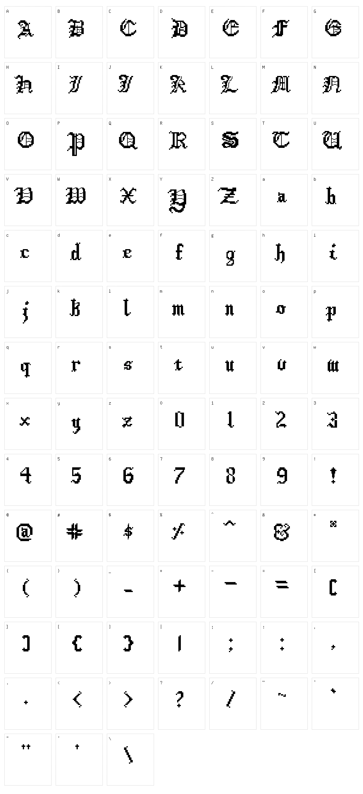 DigiCastle Character Set