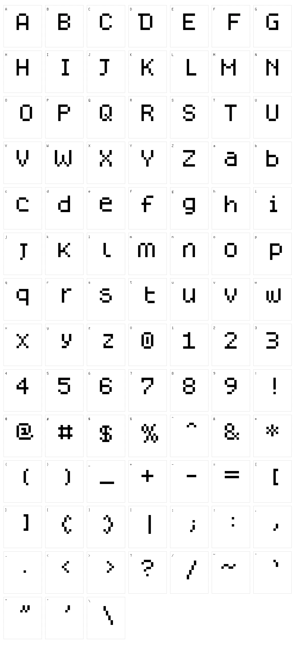 Dogica Character Set