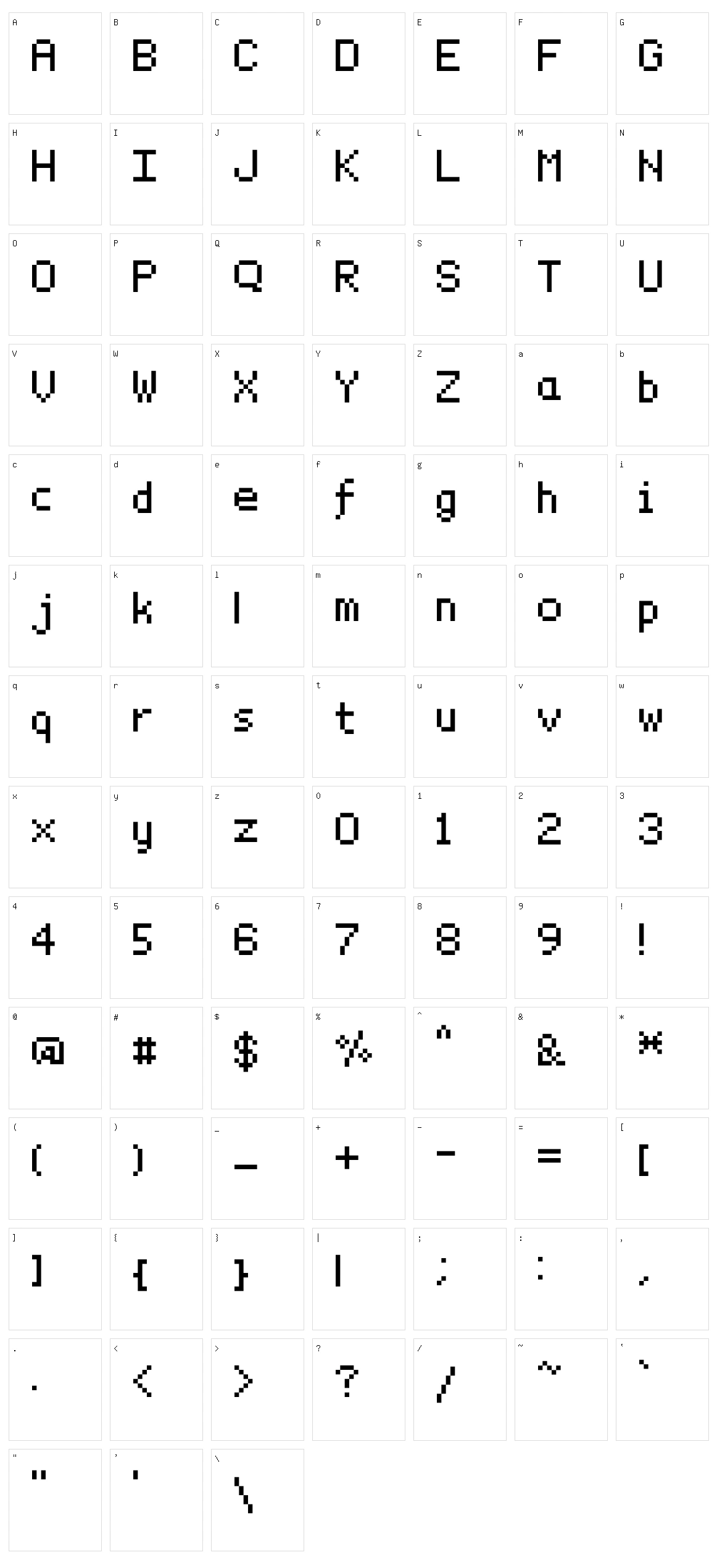 Dymsmall Character Set