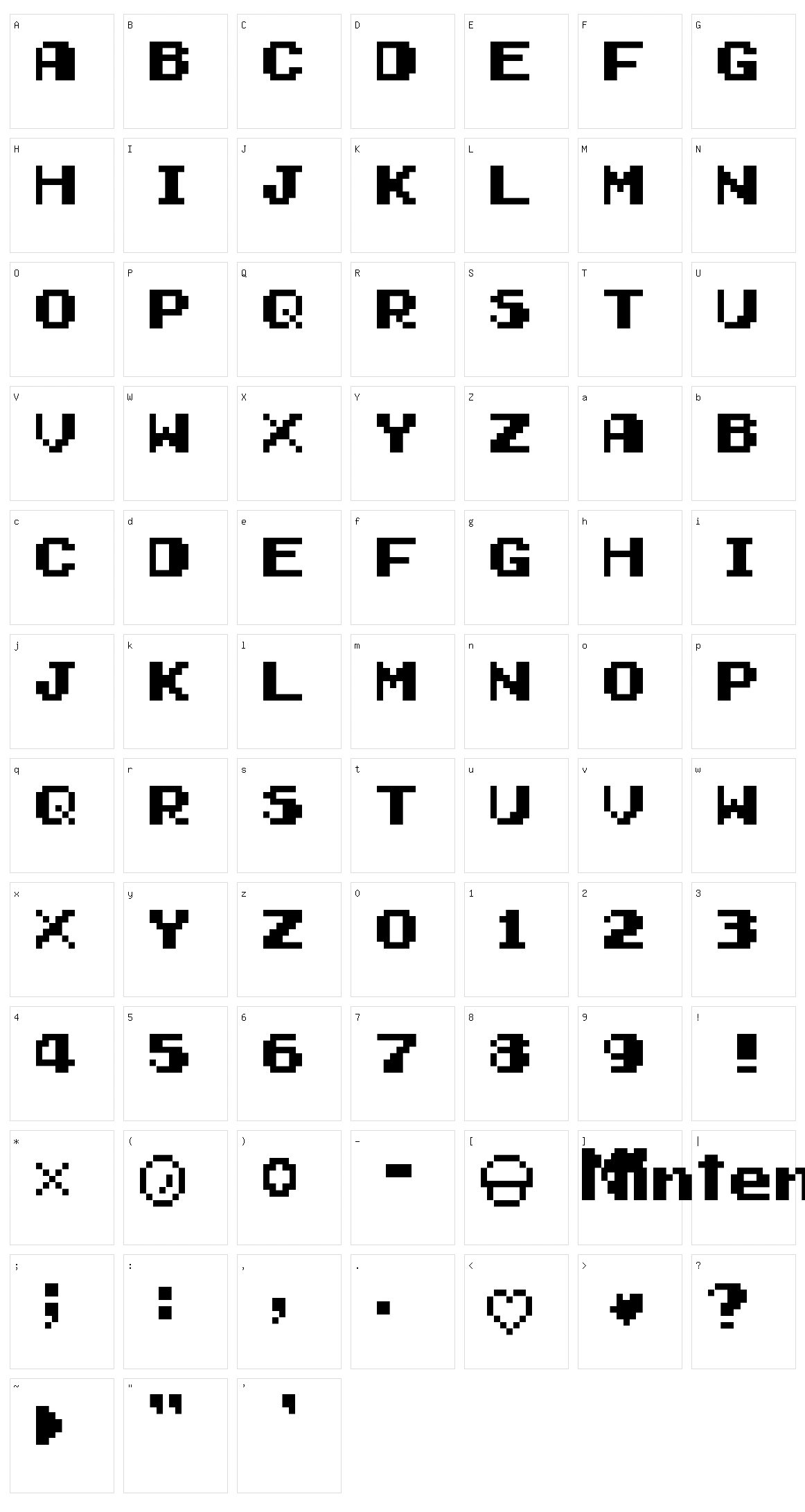 Early GameBoy Character Set
