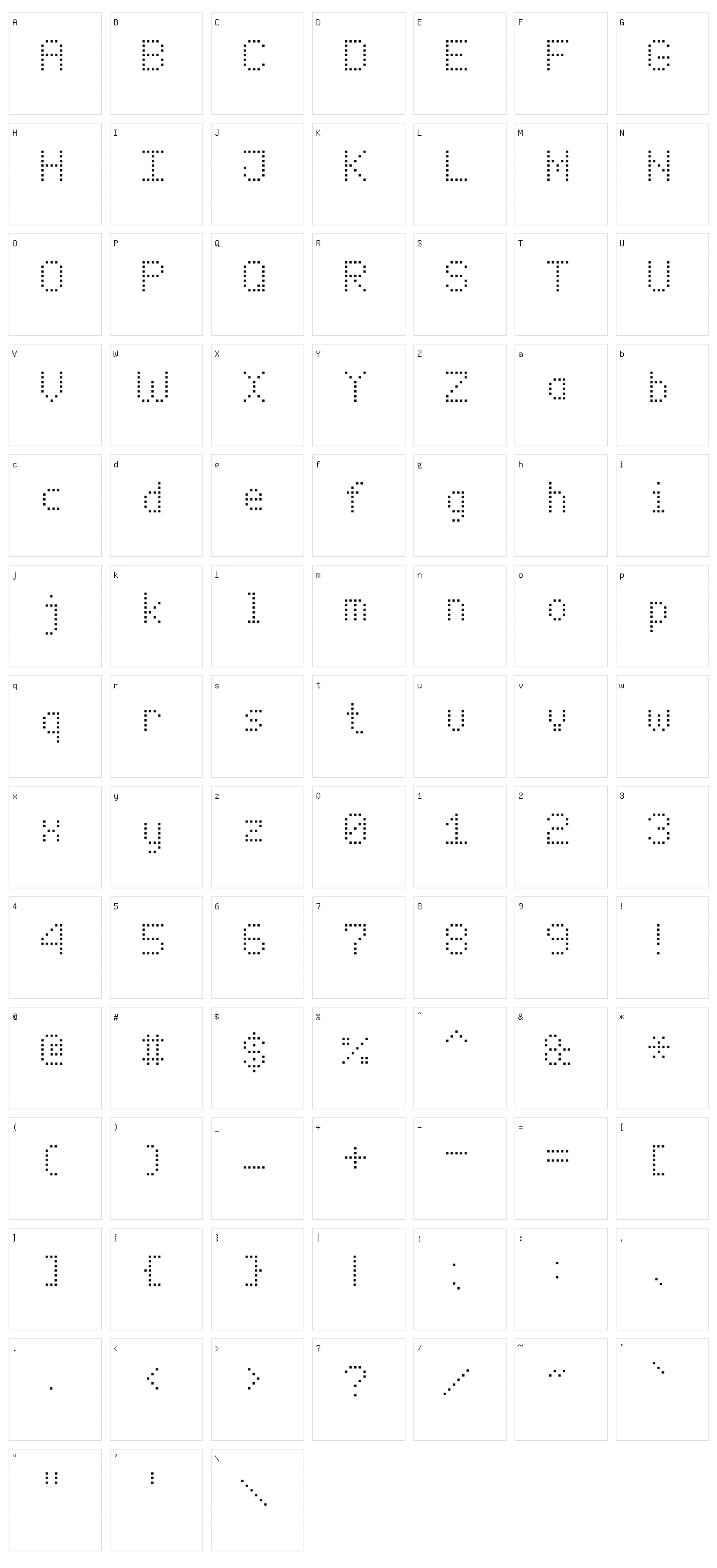 Enhanced Dot Digital-7 Character Set