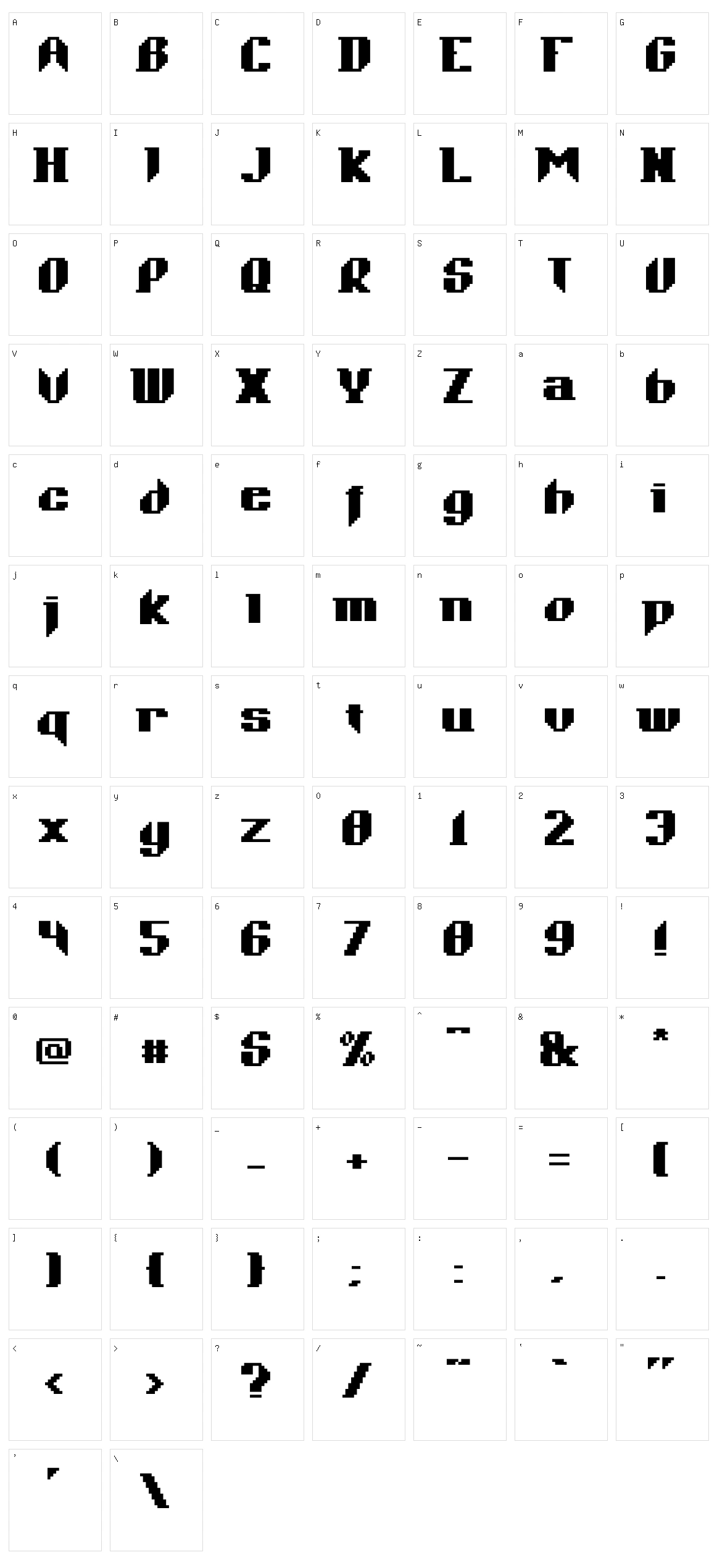 Enopstal Character Set