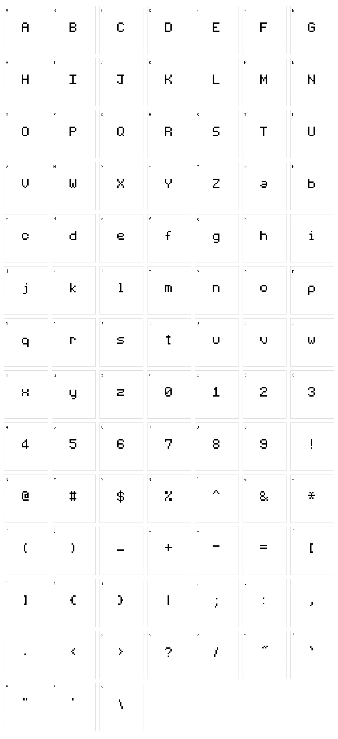 EXEPixelPerfect Character Set