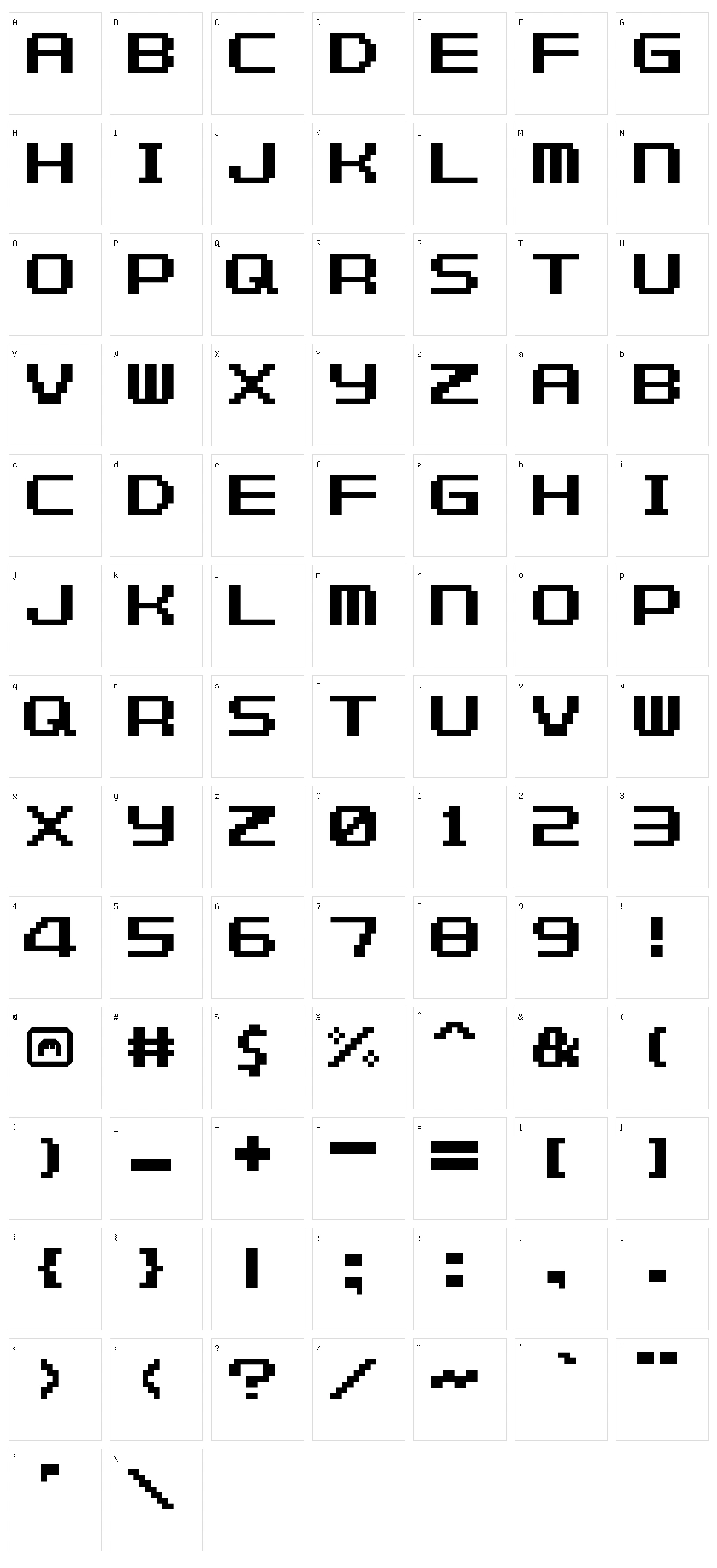 F-Zero GBA Text 1 Character Set